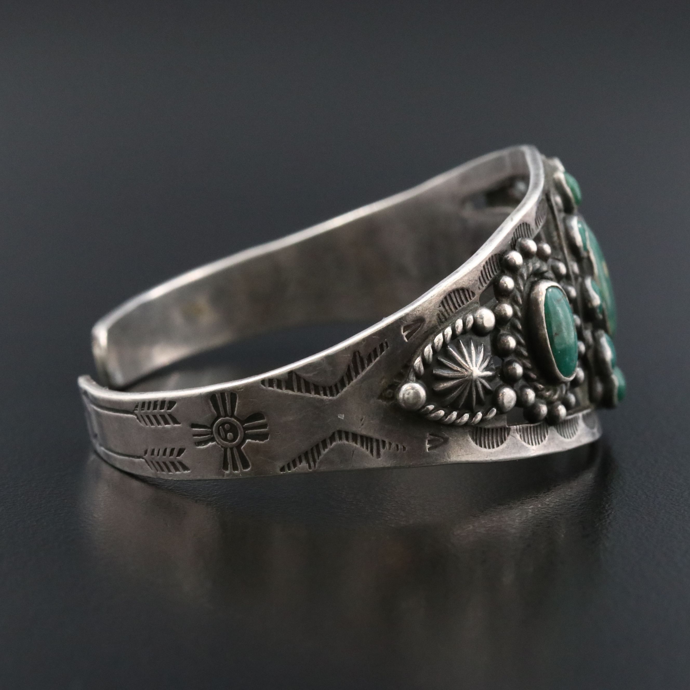 Western Sterling Turquoise Cuff Bracelet