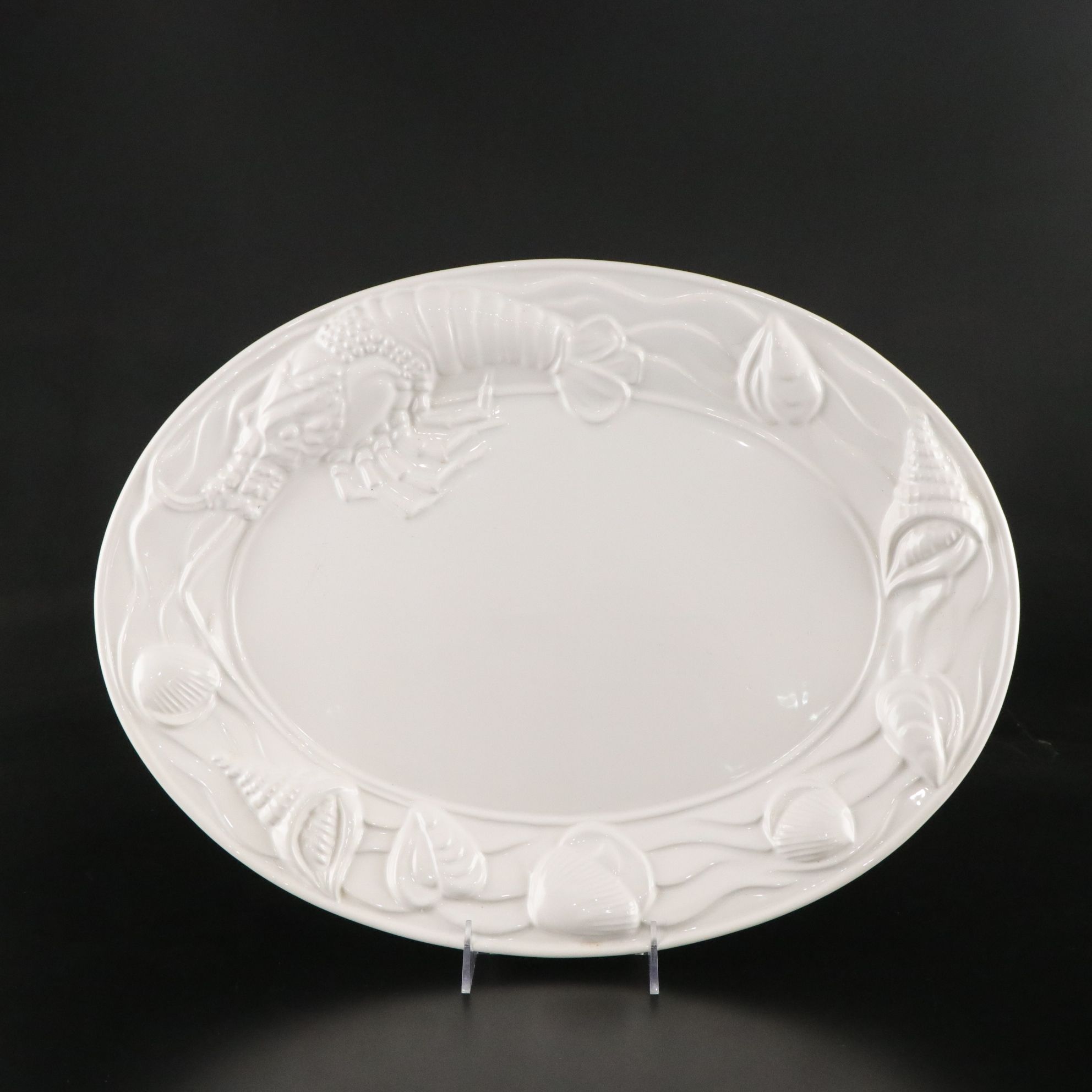 Portuguese Majolica Seafood Serving Platter with Ironstone Bowls & Divided Dish