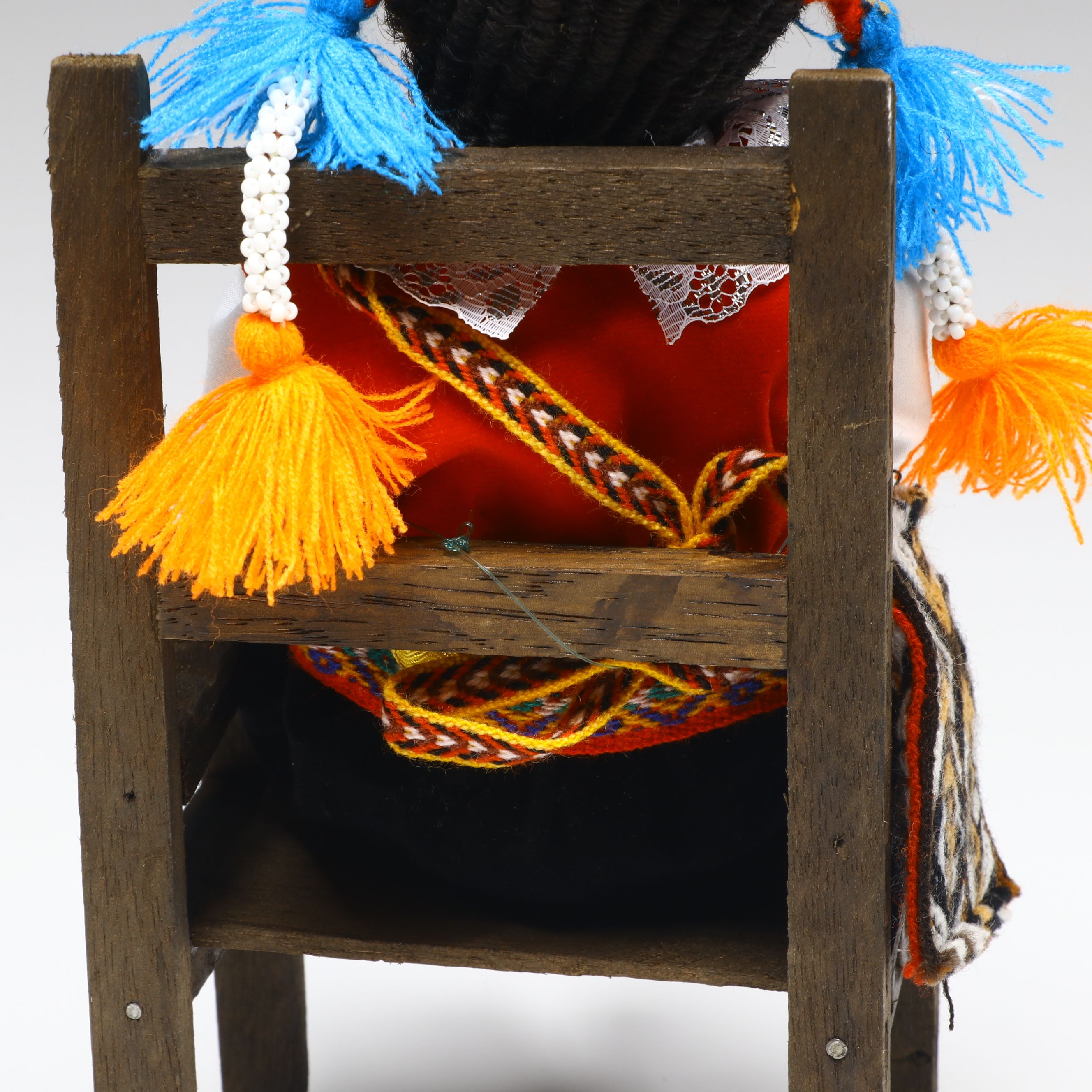 Cusco Peruvian Style Handcrafted Maguey Wood Niño Manuelito Doll with Chair