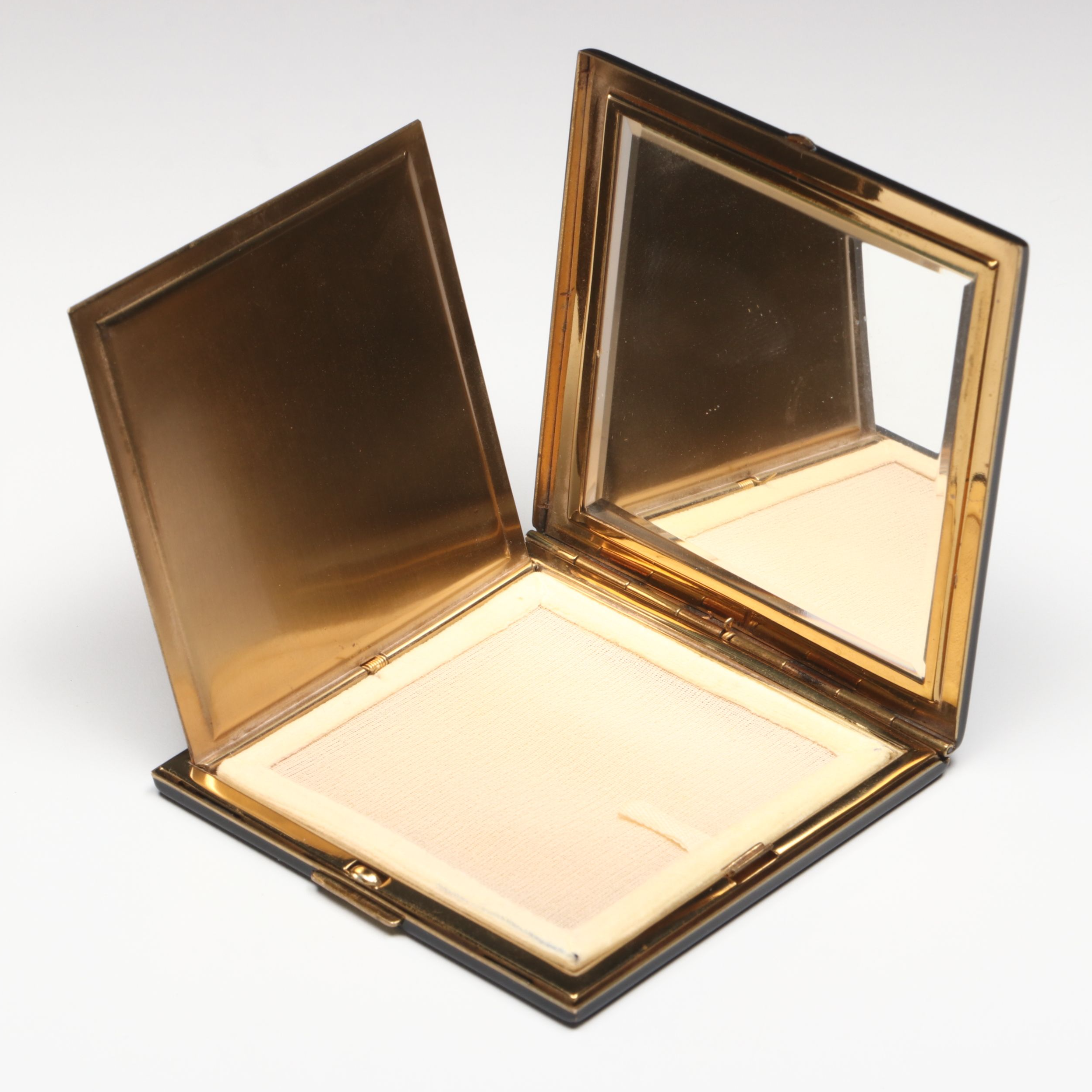 Vintage Enamel and Brass Compact with Pendant of Lord Nelson and Lady Hamilton