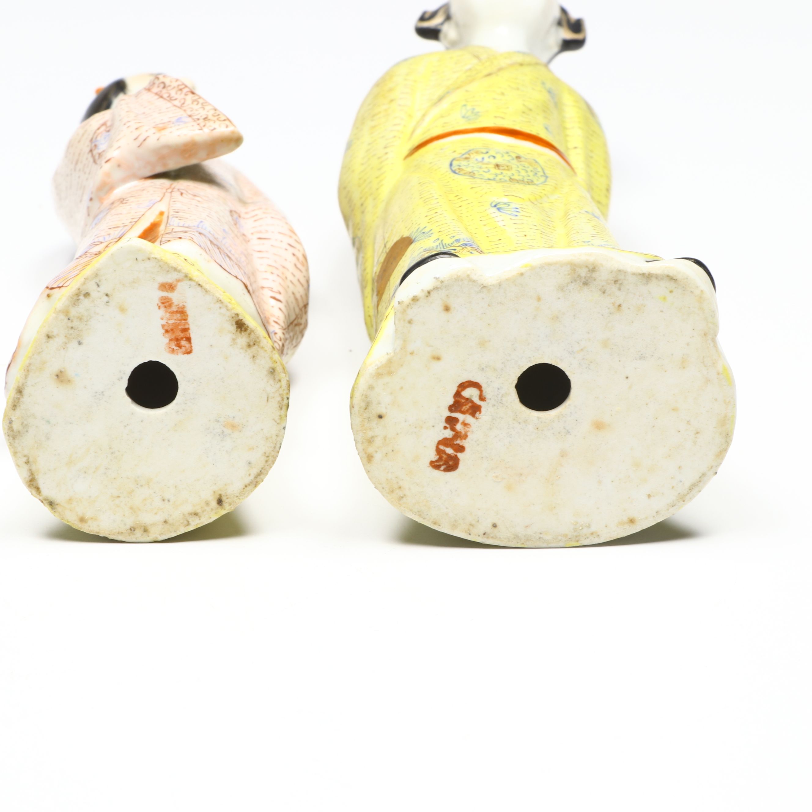 Chinese Famille Rose Traditionally Dressed Male and Female Porcelain Figures