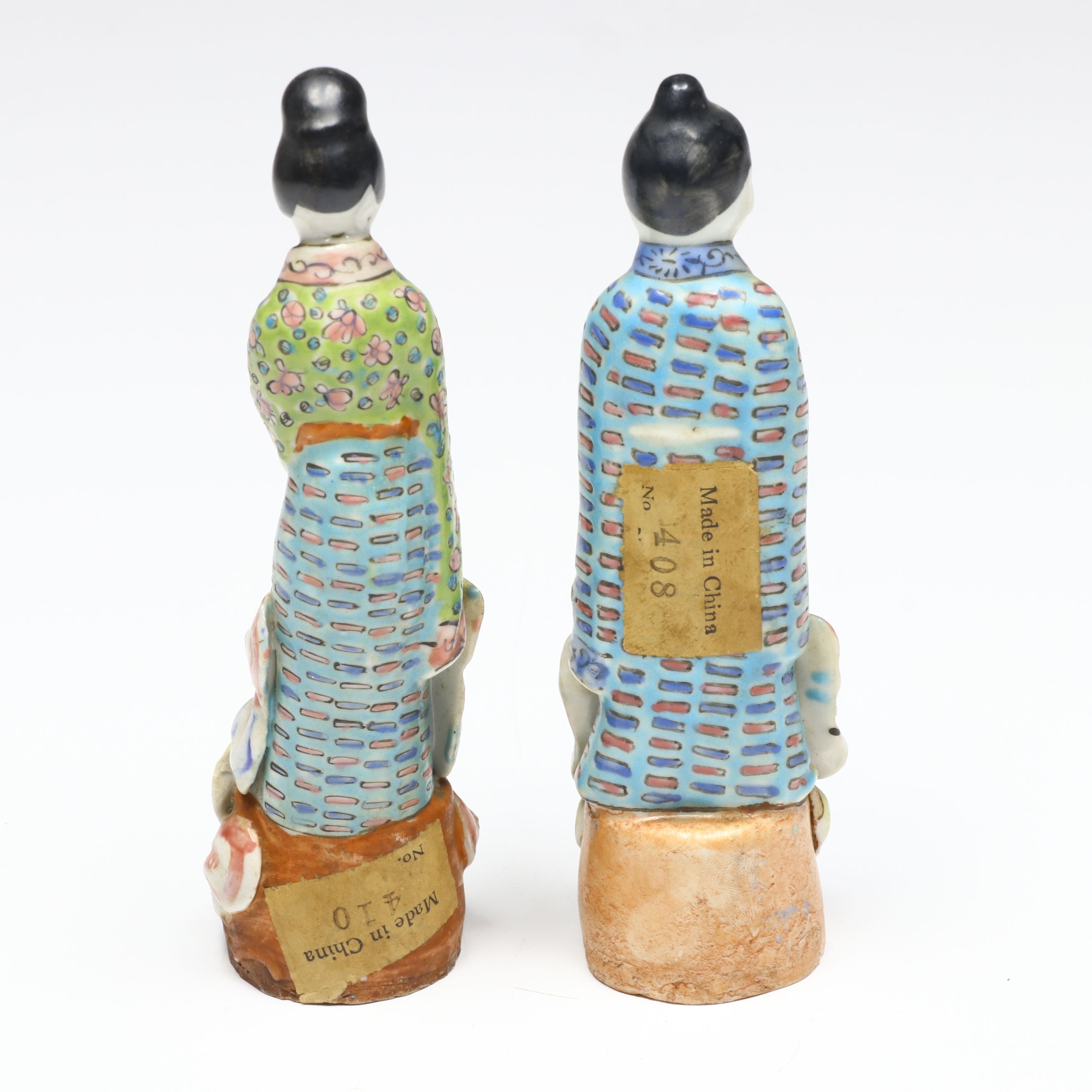 Chinese Famille Rose Traditionally Dressed Male and Female Porcelain Figures