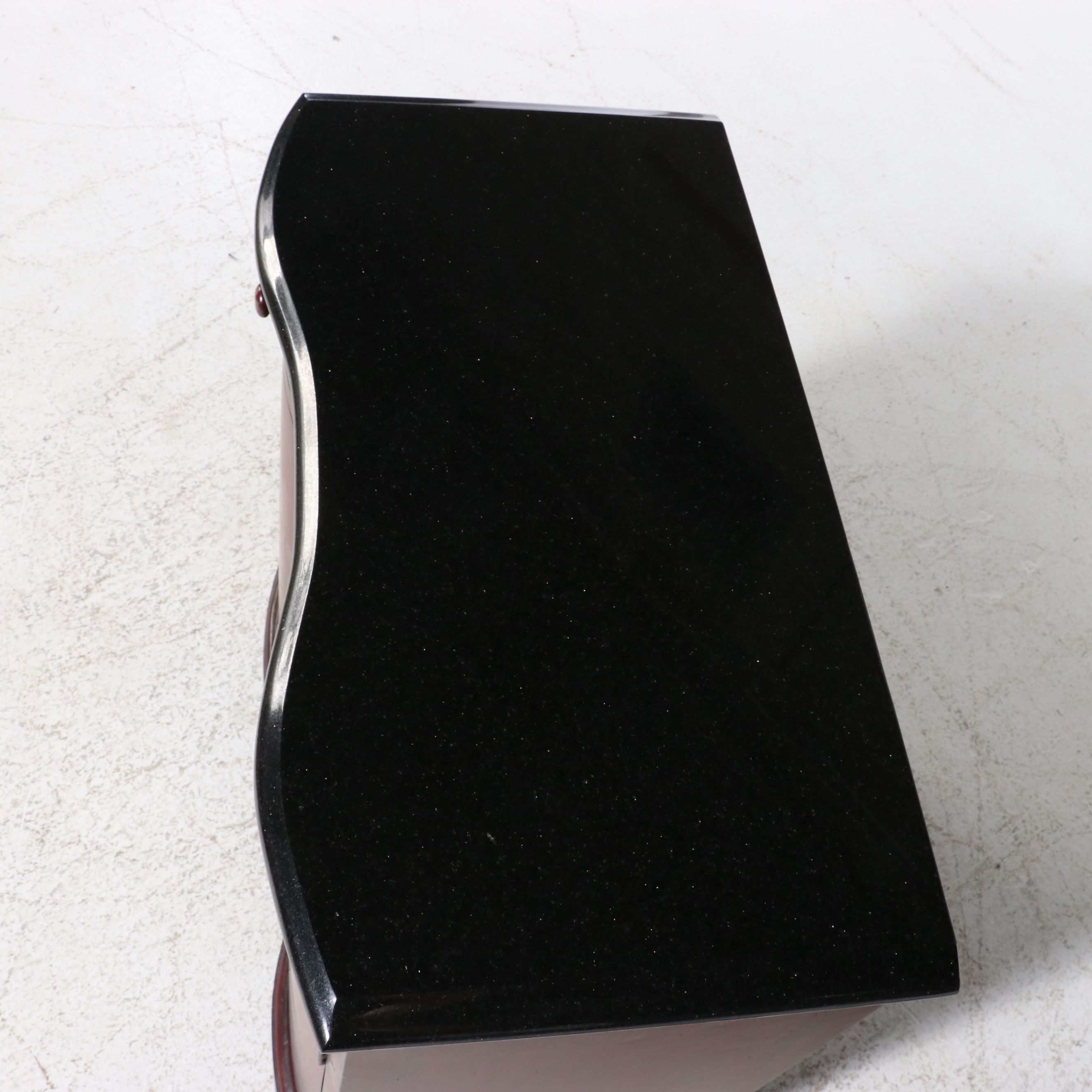 Painted Floral Bowfront Accent Commode with Black Top, Late 20th Century