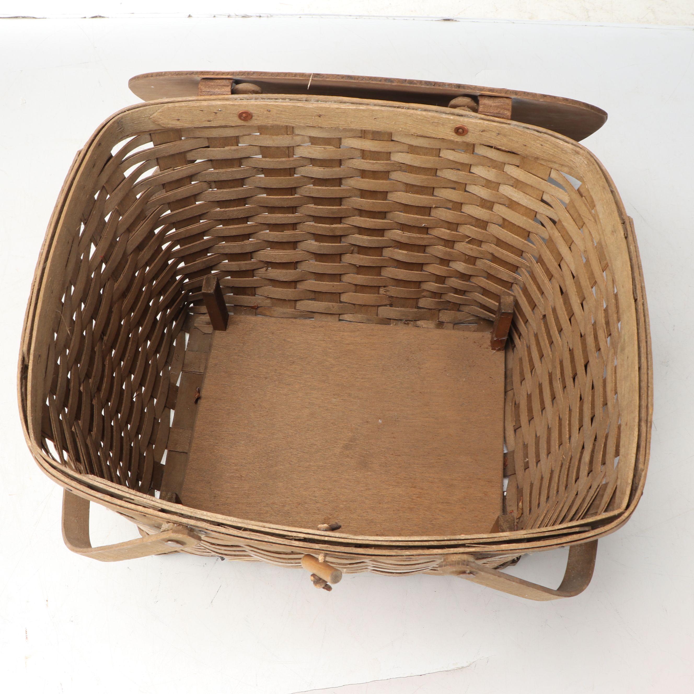 Firkin Bucket with Woven Lidded Picnic Basket and More Baskets