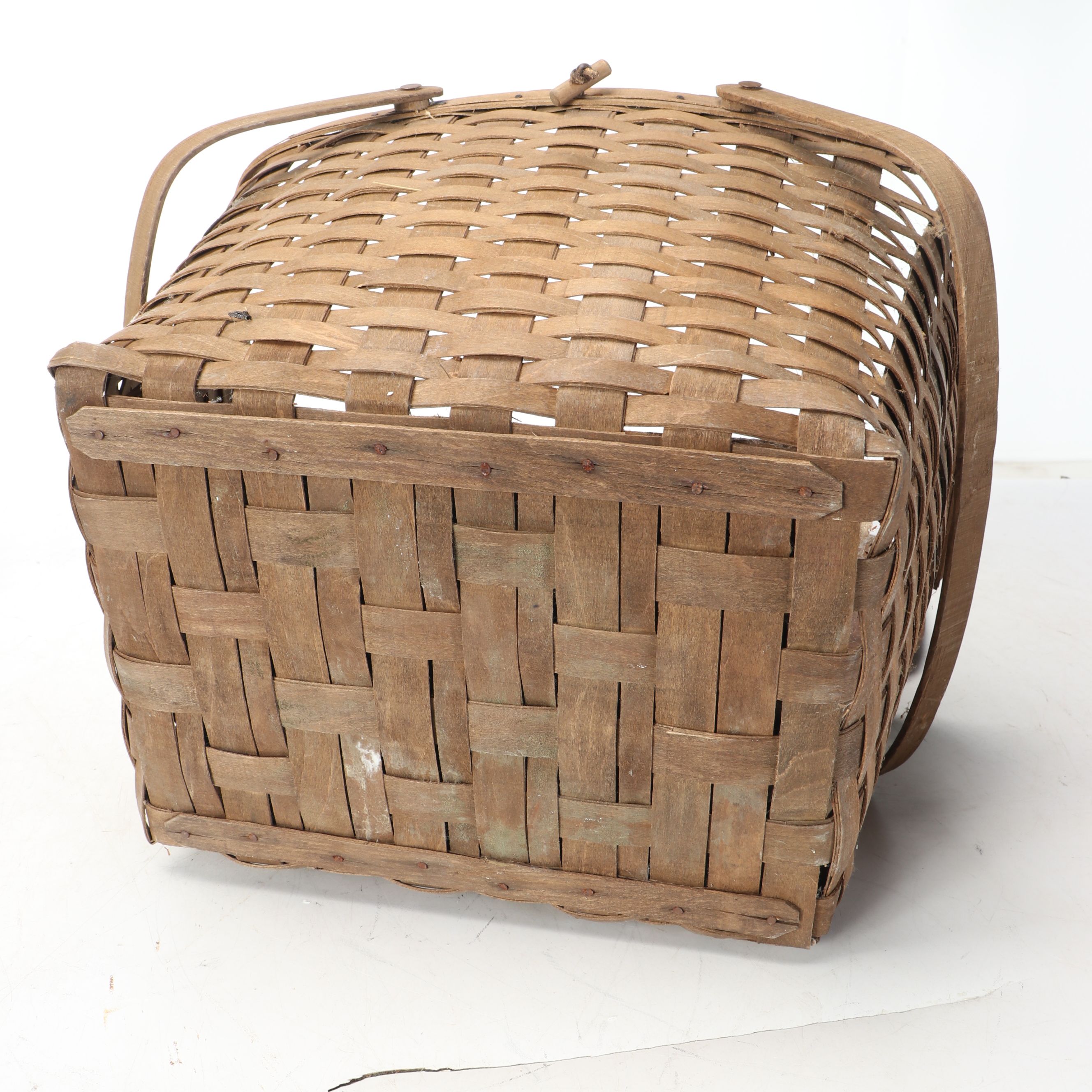 Firkin Bucket with Woven Lidded Picnic Basket and More Baskets