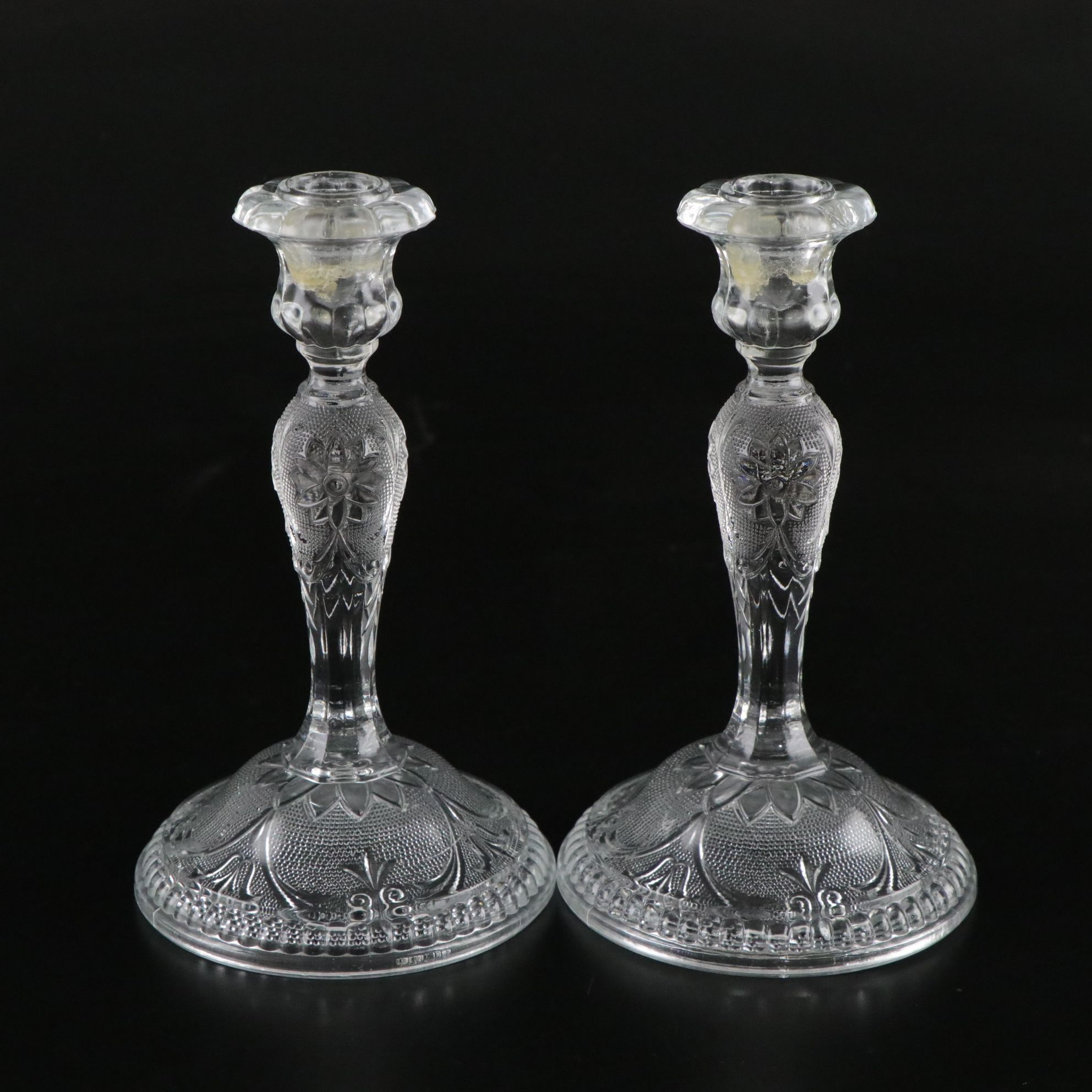 Tiara "Sandwich Clear" Candle Holders with Other Crystal Serveware