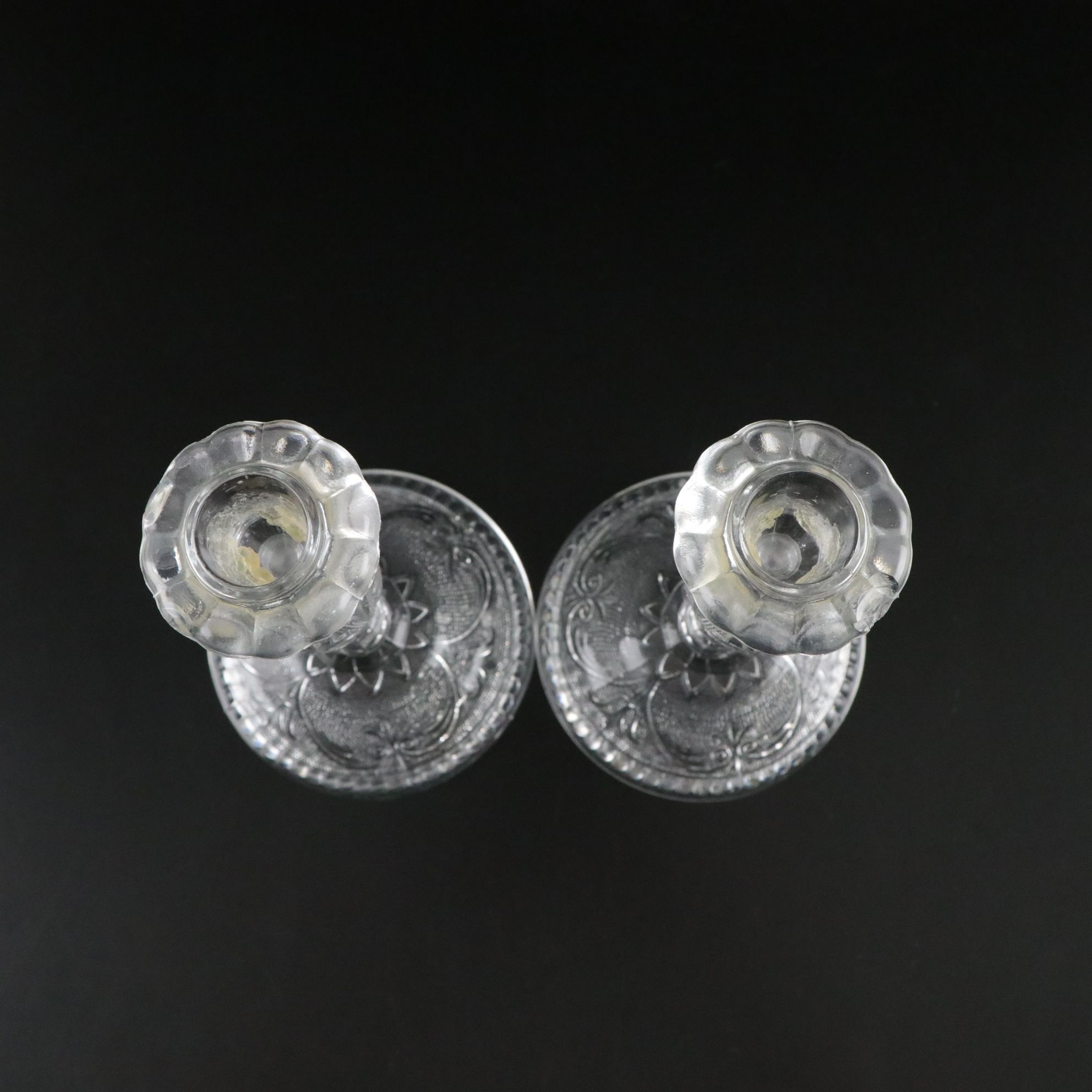 Tiara "Sandwich Clear" Candle Holders with Other Crystal Serveware