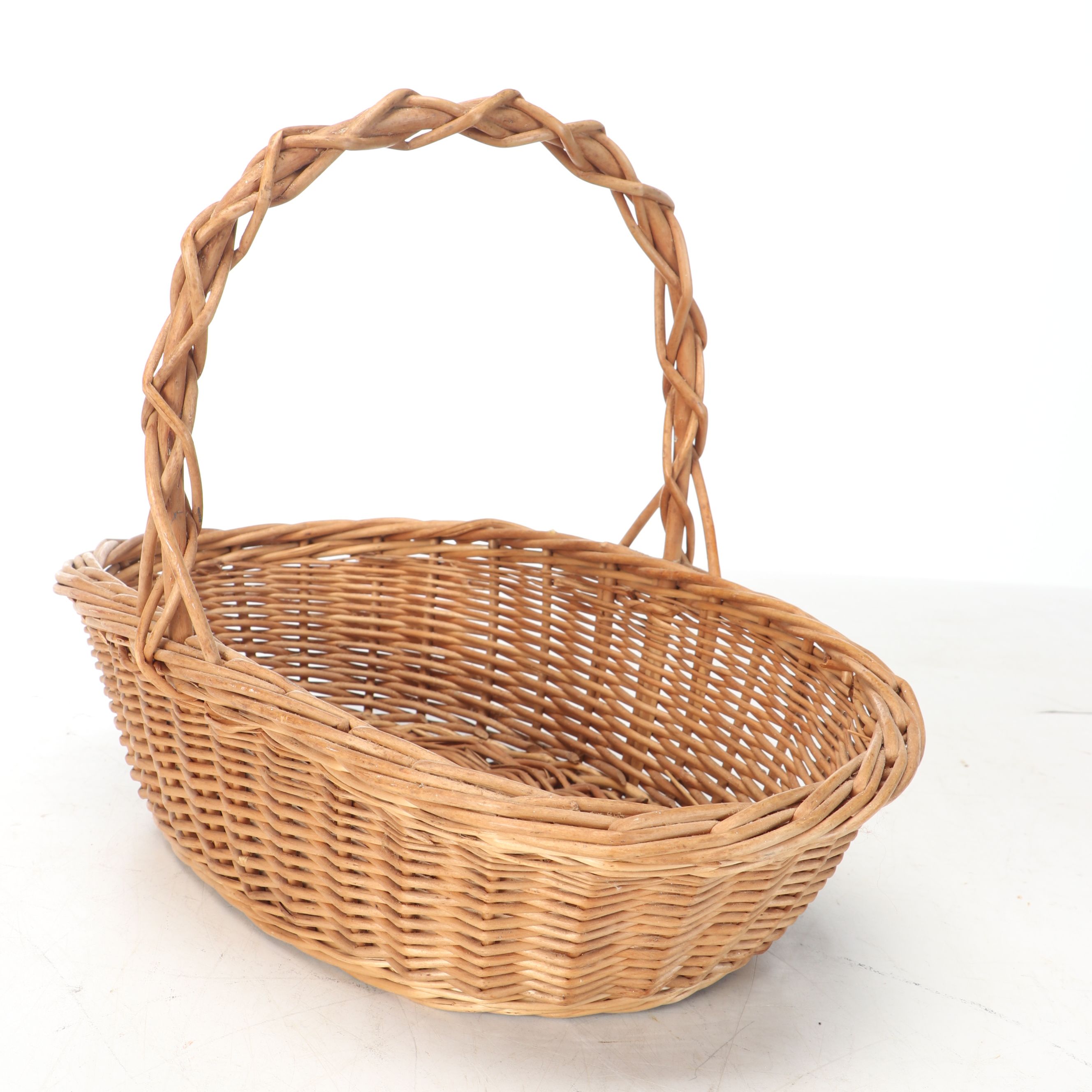 Firkin Bucket with Woven Lidded Picnic Basket and More Baskets