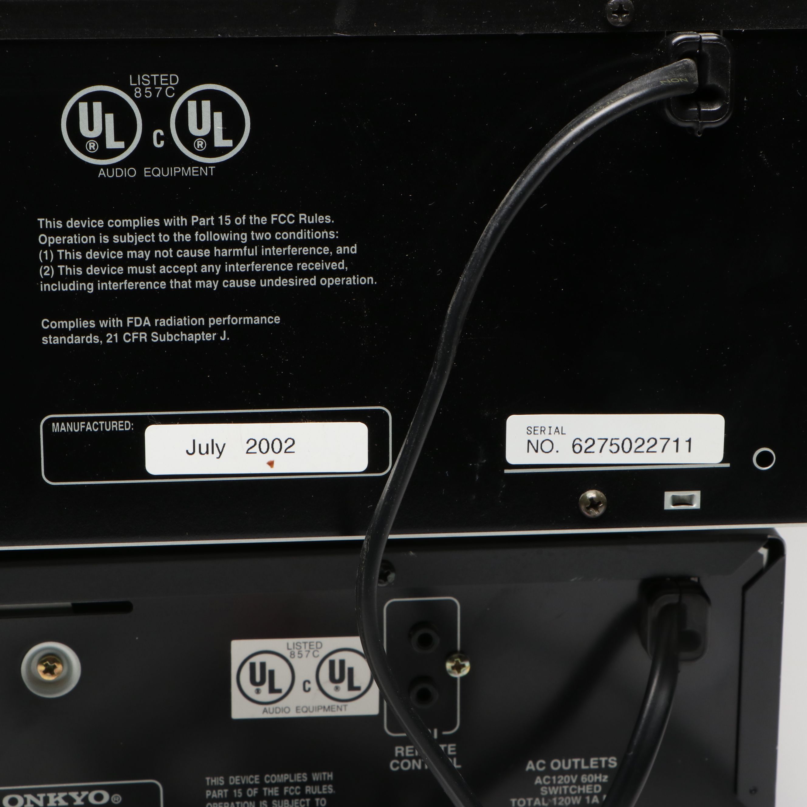 Onkyo DX-C380 Disc Changer and TX-8211 FM Stereo/Am Receiver