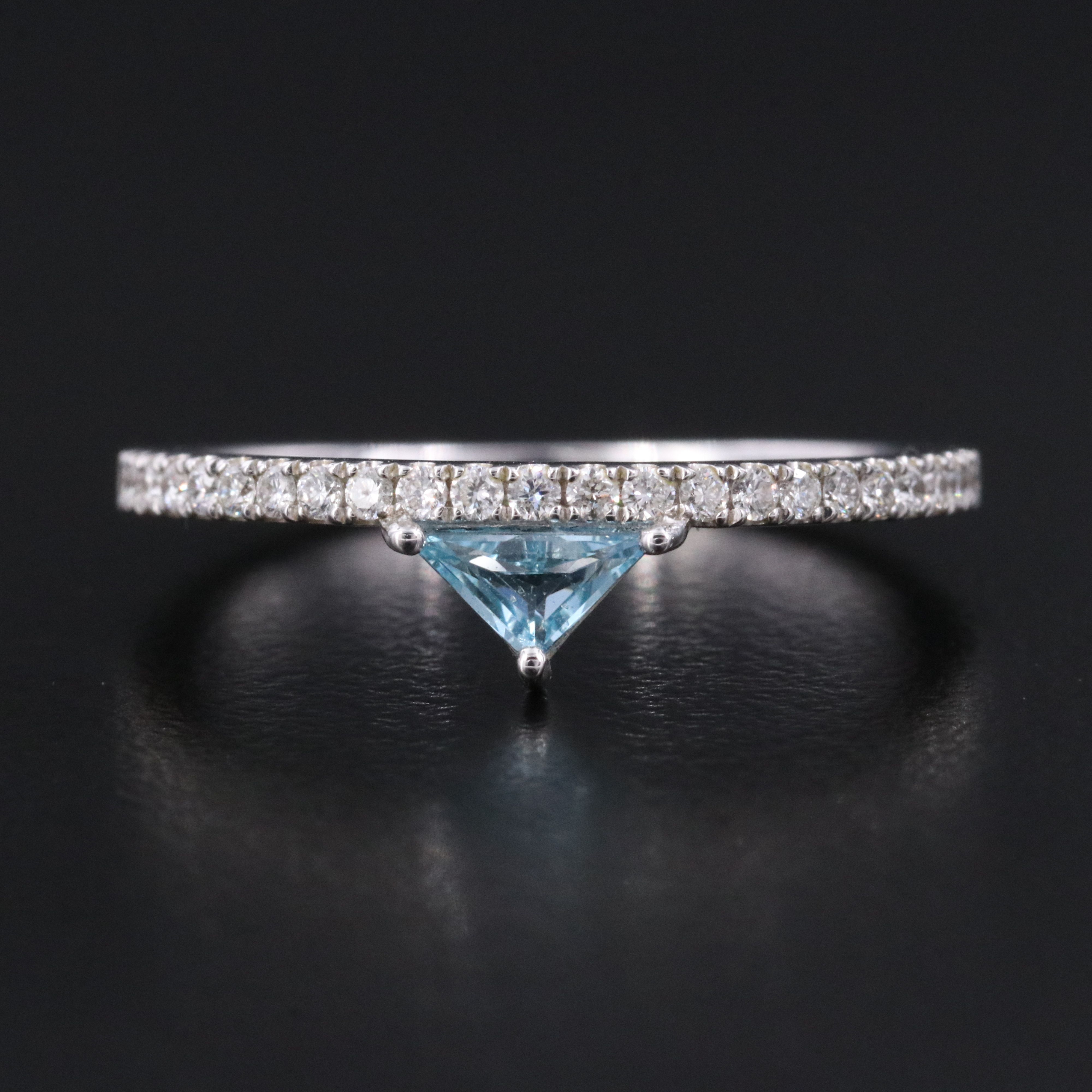 18K Blue Topaz and Diamond Stacking Ring
