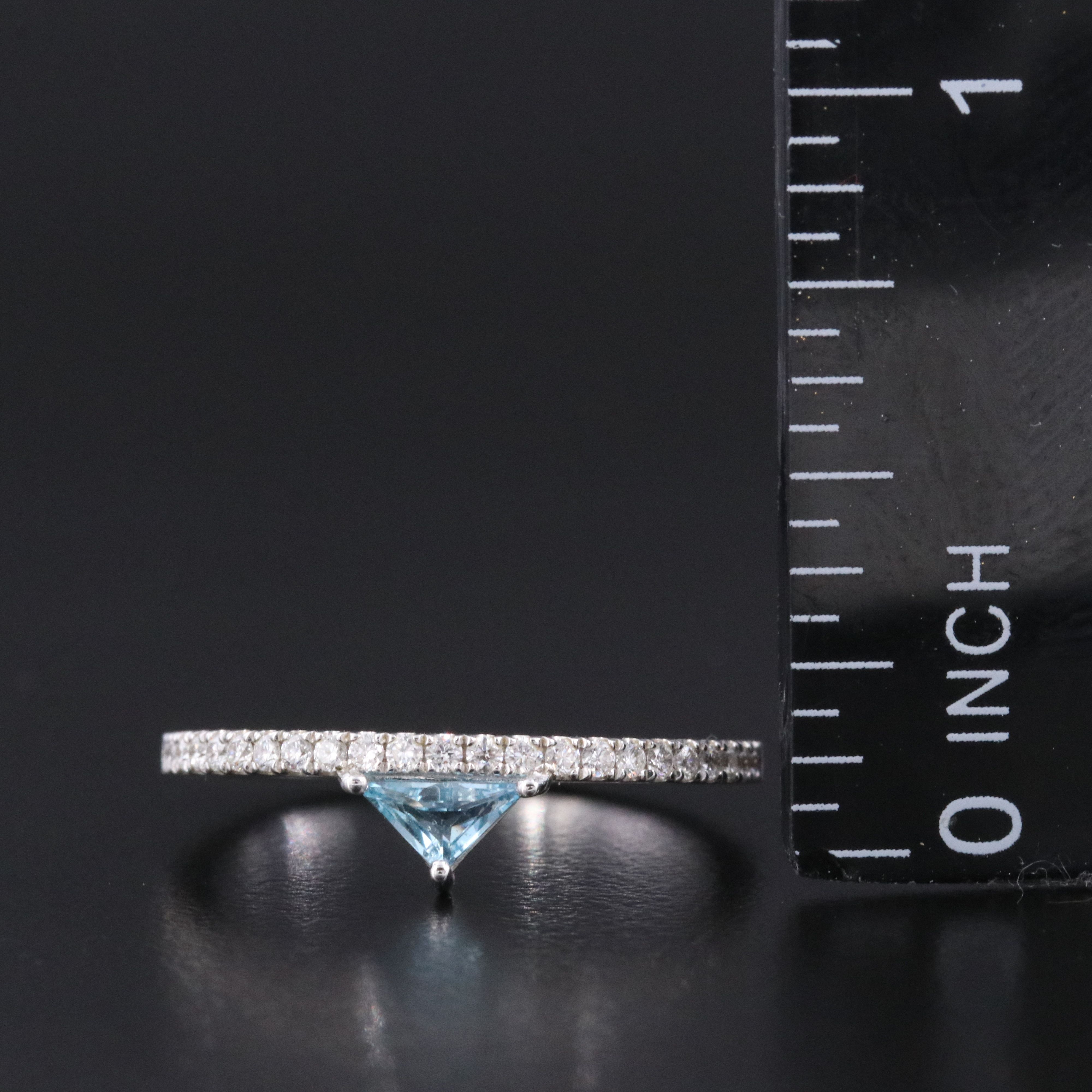 18K Blue Topaz and Diamond Stacking Ring