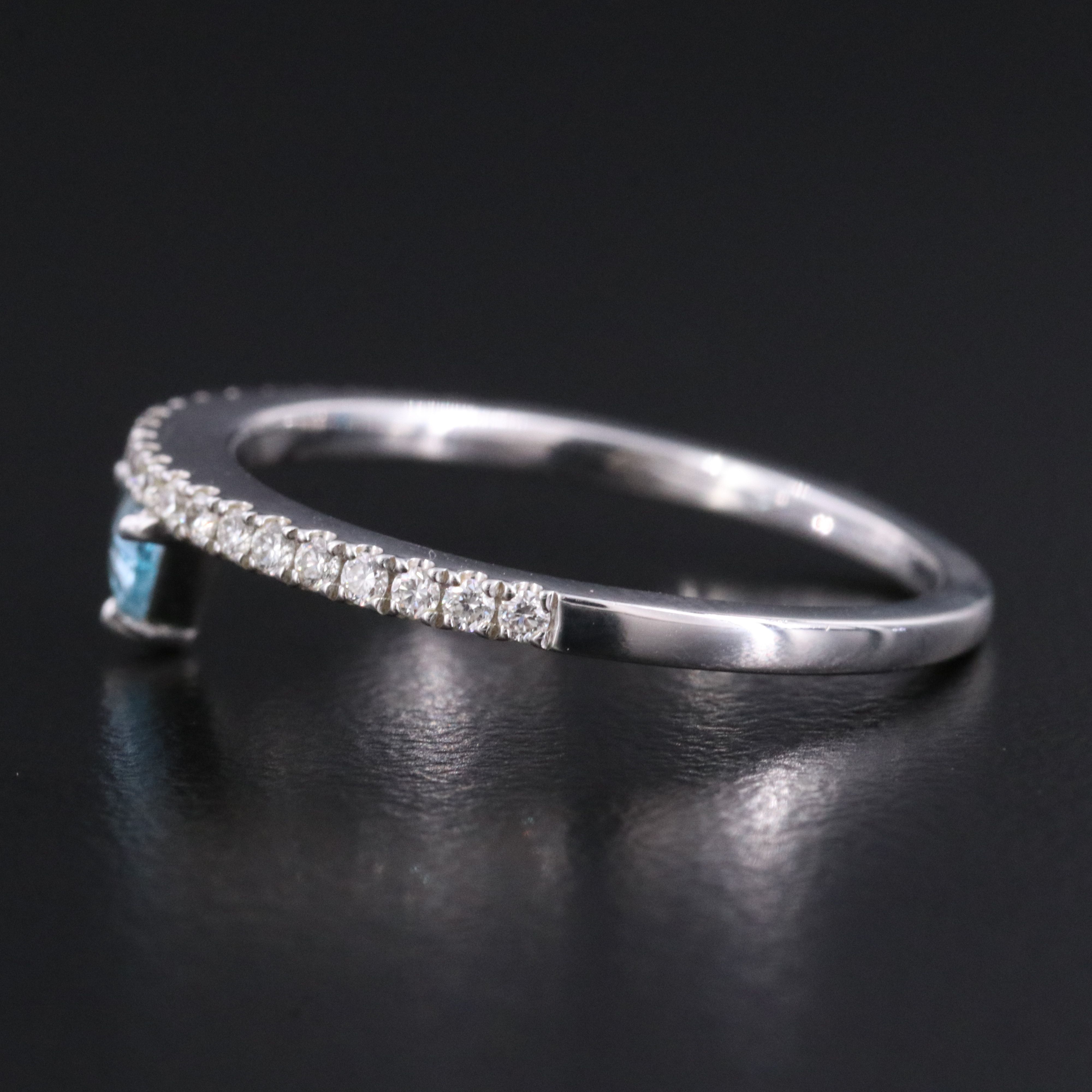 18K Blue Topaz and Diamond Stacking Ring