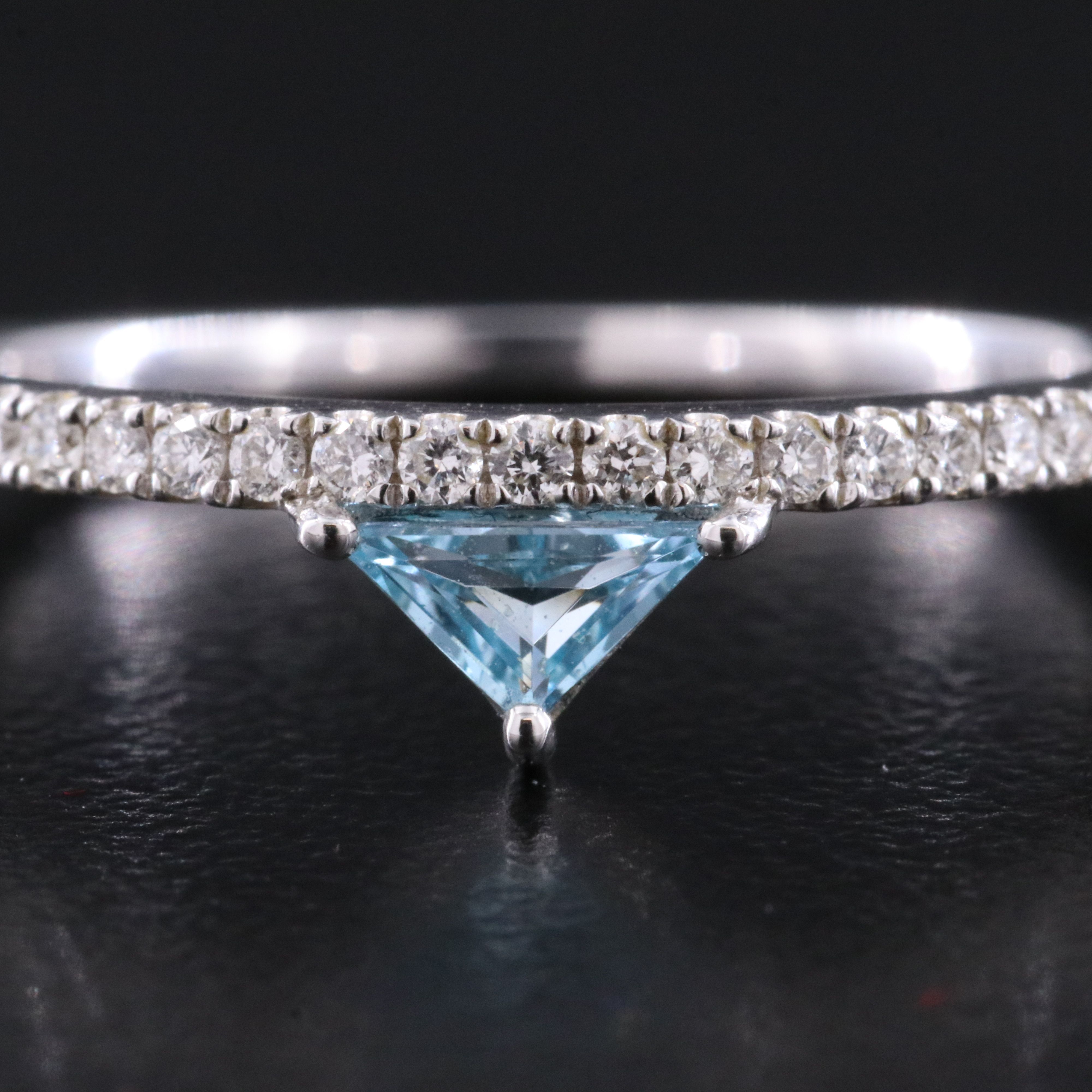 18K Blue Topaz and Diamond Stacking Ring