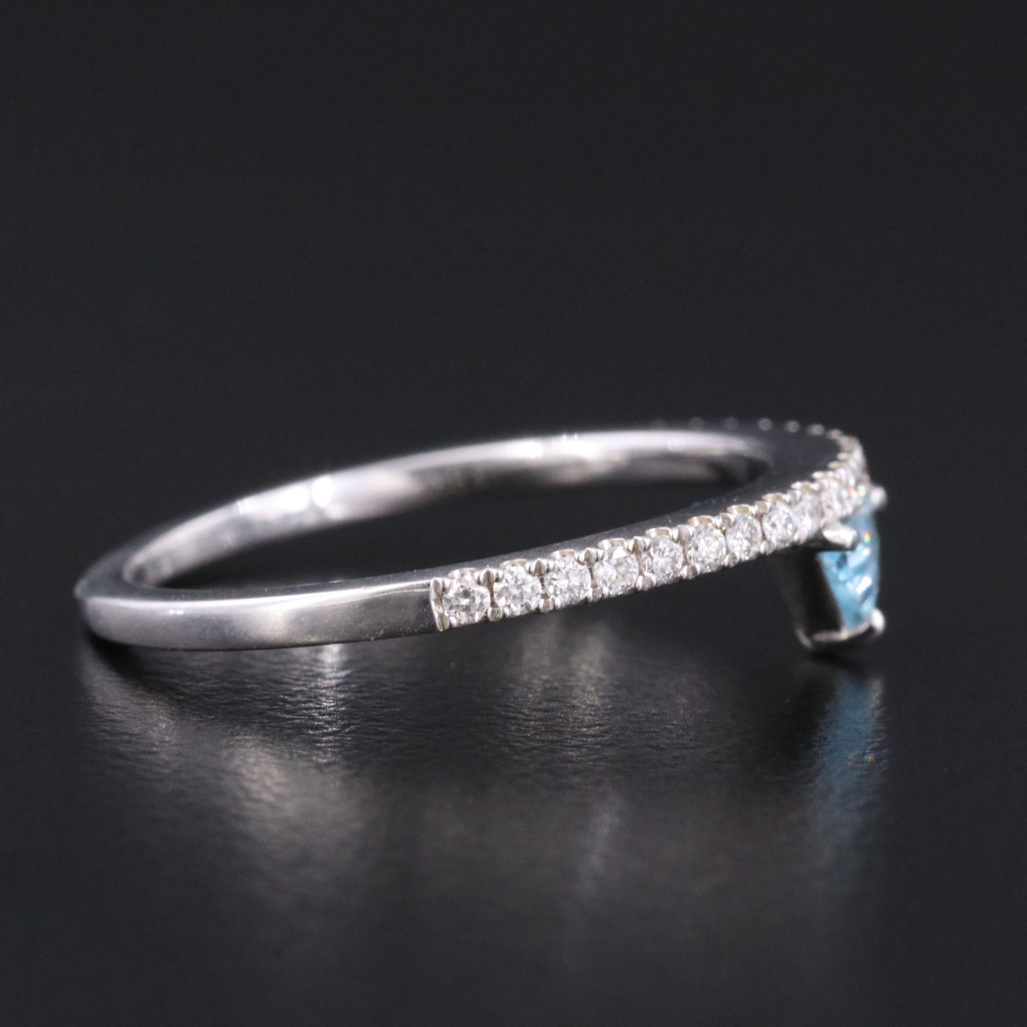 18K Blue Topaz and Diamond Stacking Ring