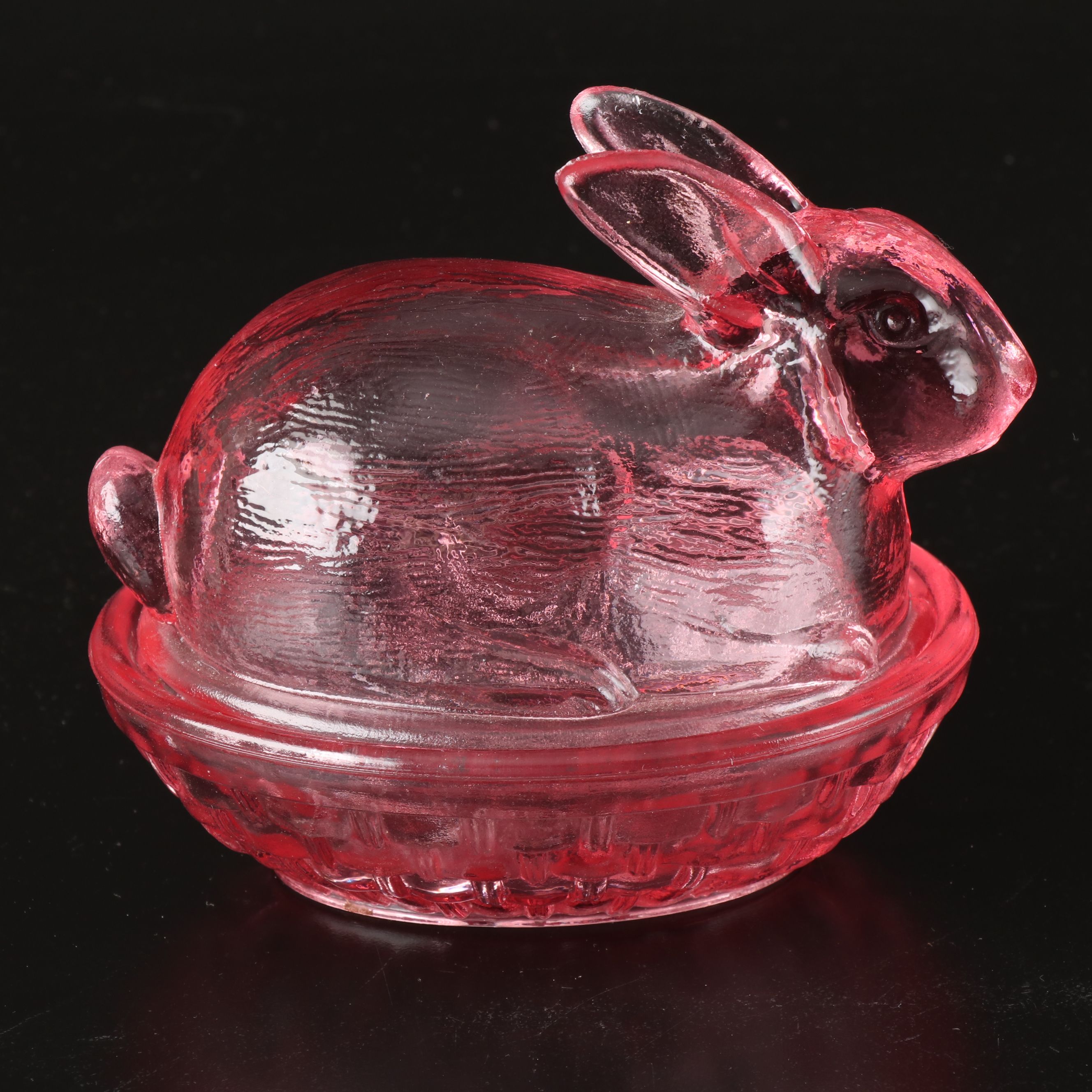 Indiana Glass "Hen on Nest" with L. E. Smith Bunny Pressed Glass Candy Dishes