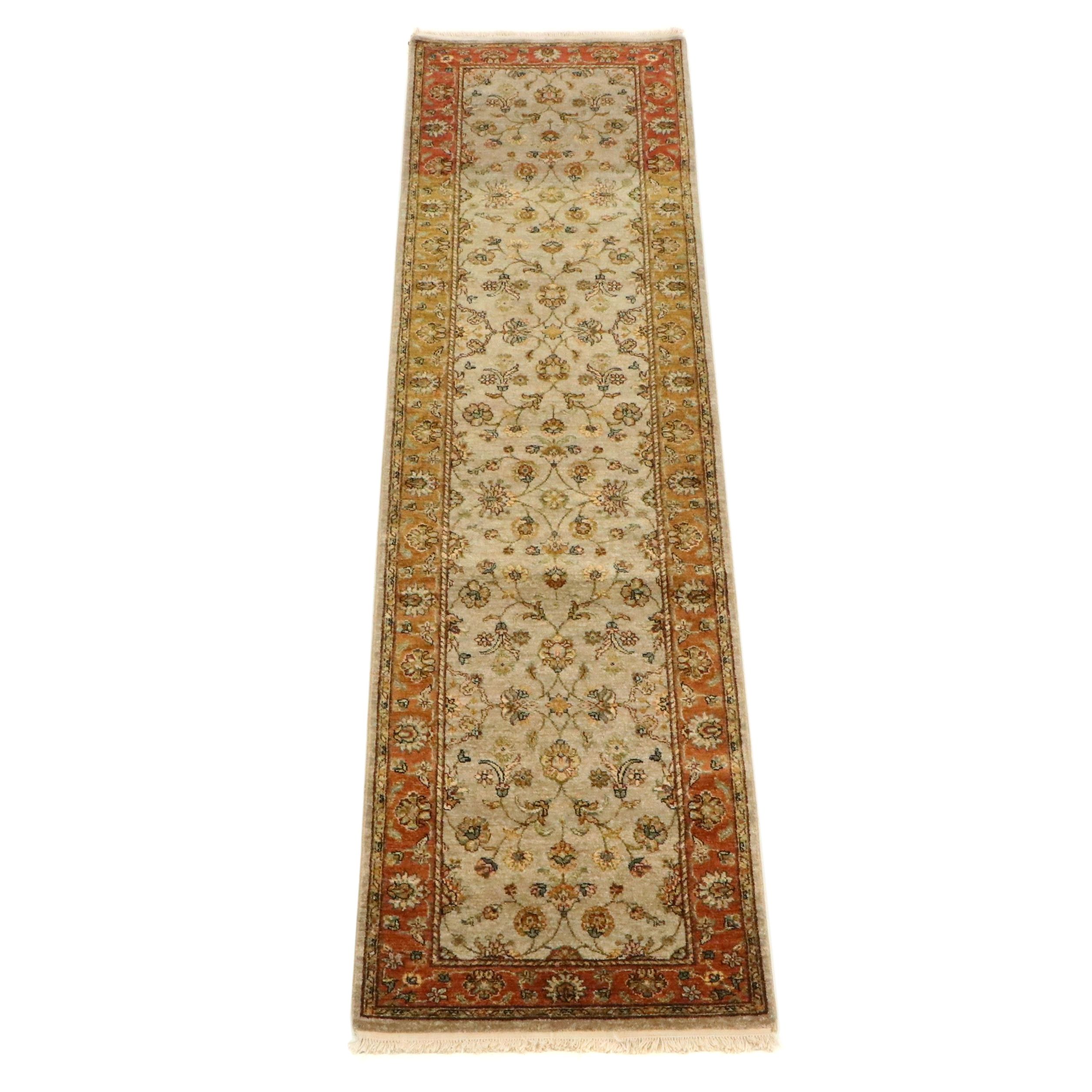 2'7 x 10'2 Hand-Knotted Ind-Persian Kashan Carpet Runner