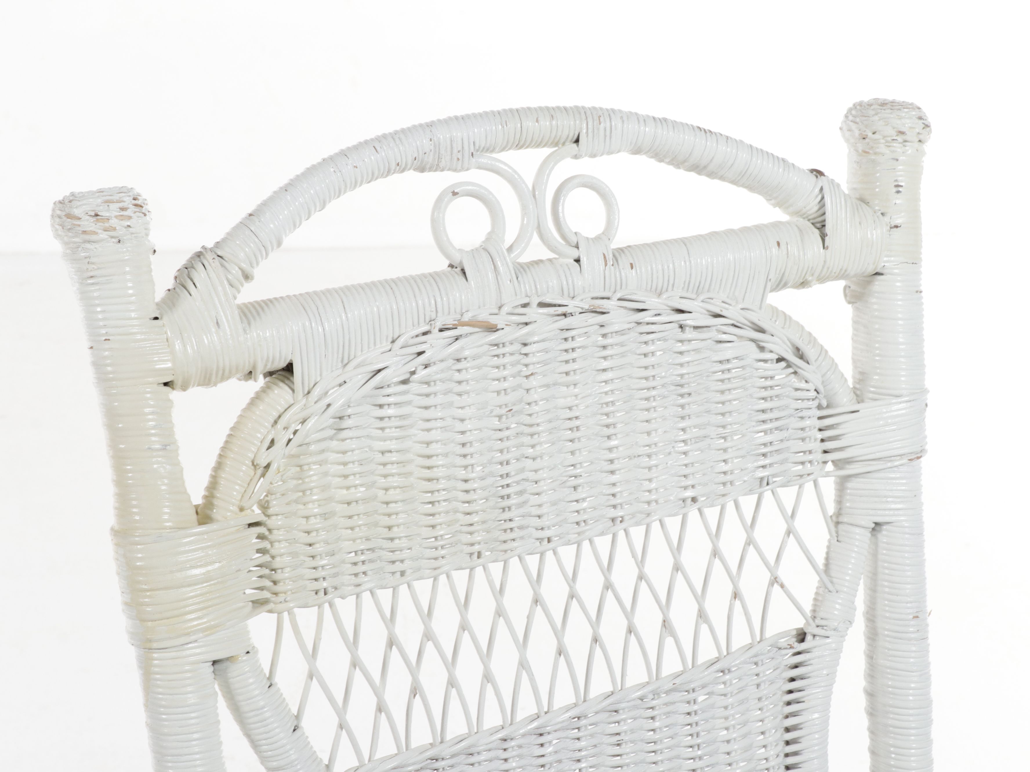 Seven-Piece White Woven Wicker Bedroom Accessory Suite, Late 20th Century