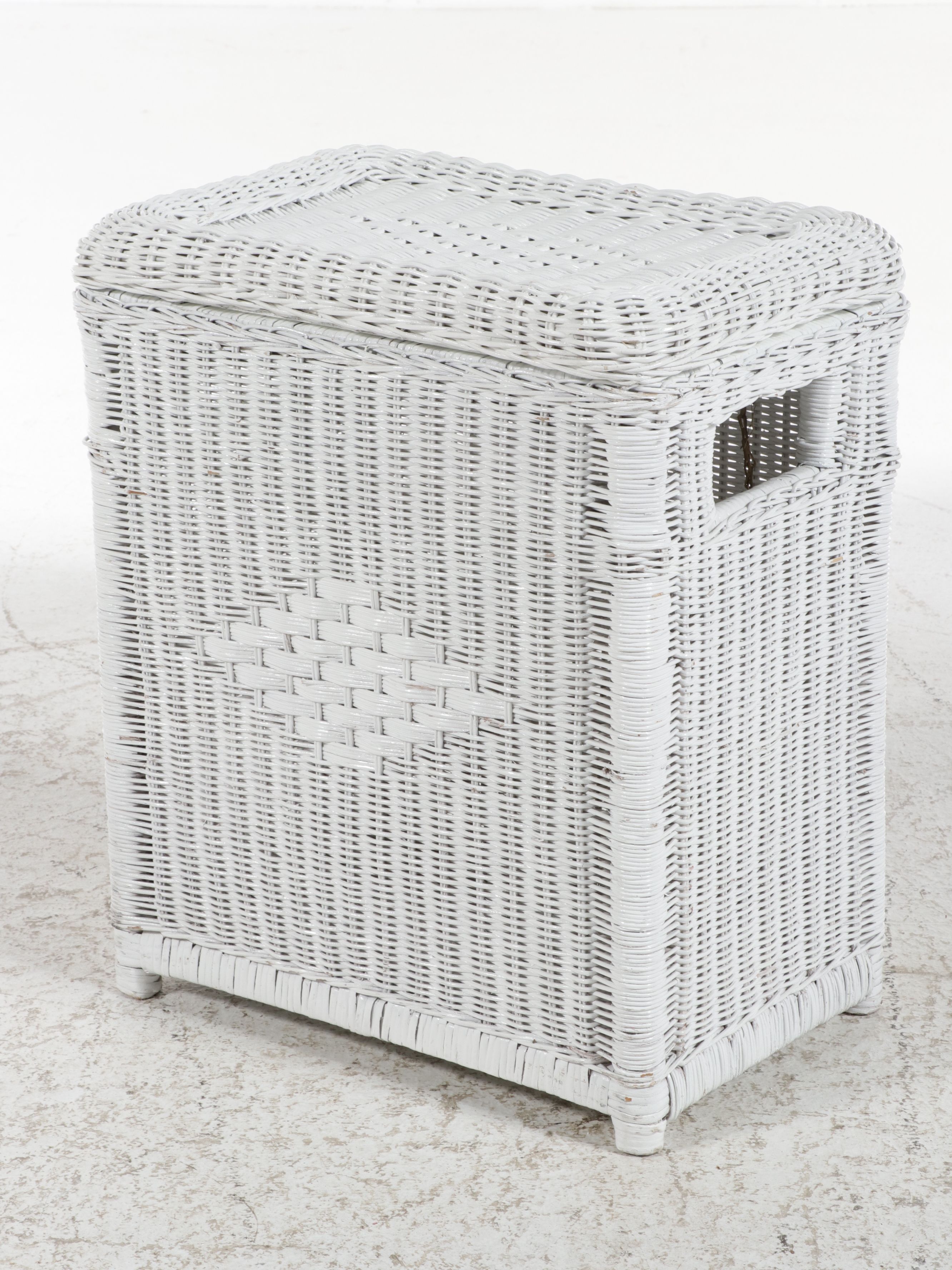 Seven-Piece White Woven Wicker Bedroom Accessory Suite, Late 20th Century
