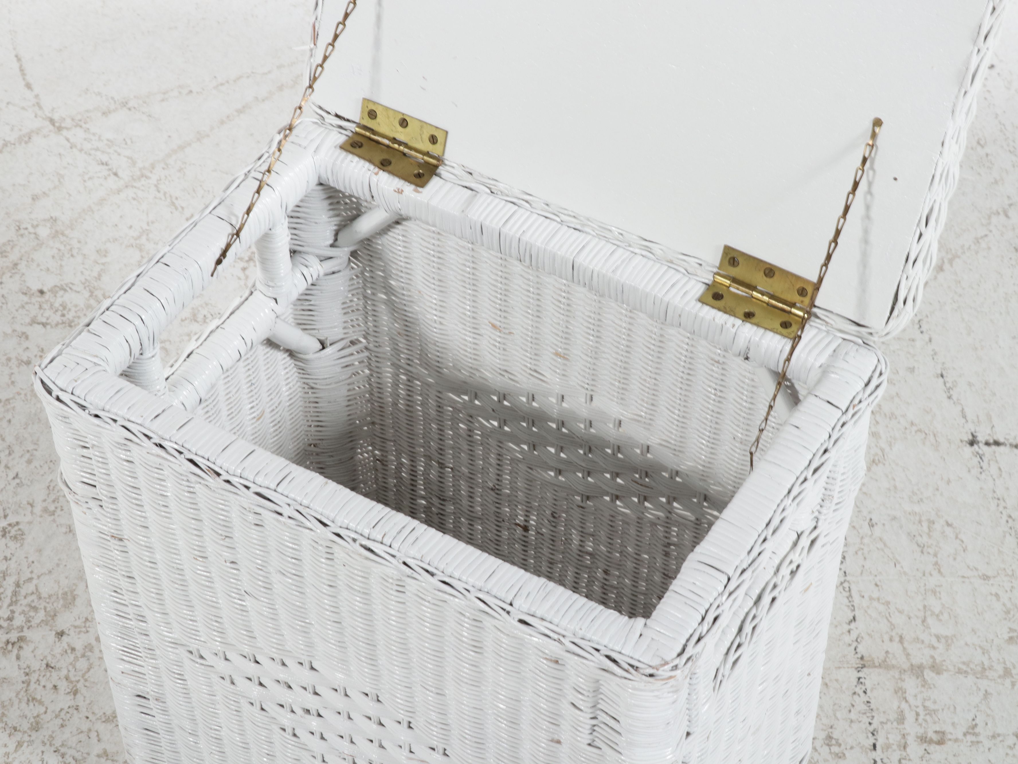 Seven-Piece White Woven Wicker Bedroom Accessory Suite, Late 20th Century