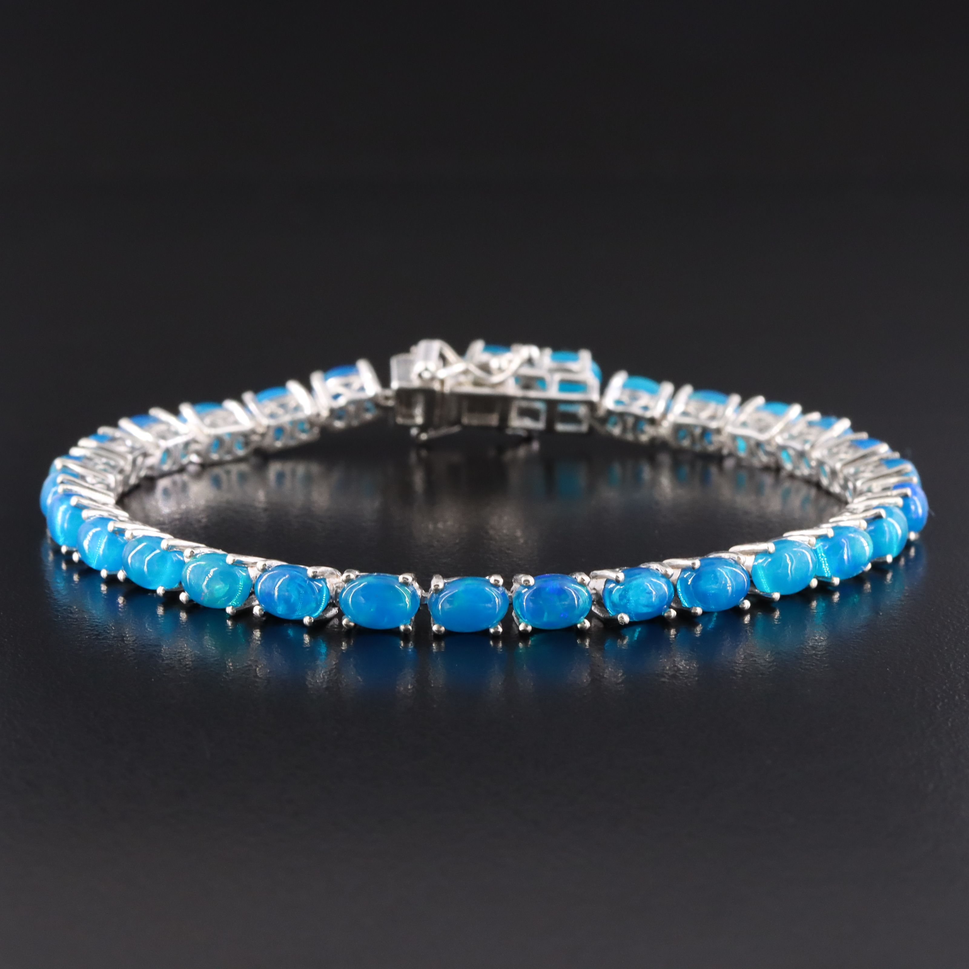 Sterling Opal Line Bracelet