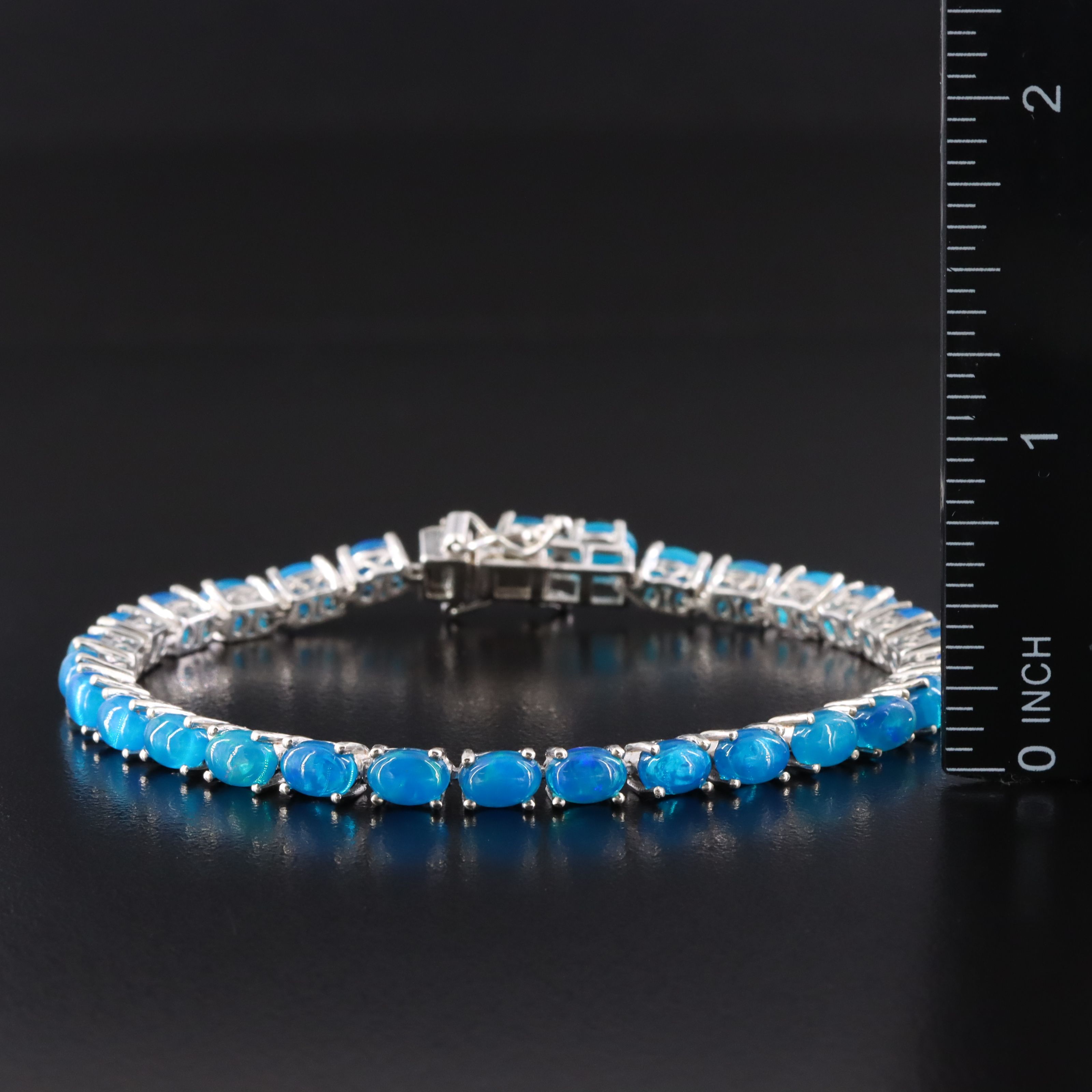 Sterling Opal Line Bracelet
