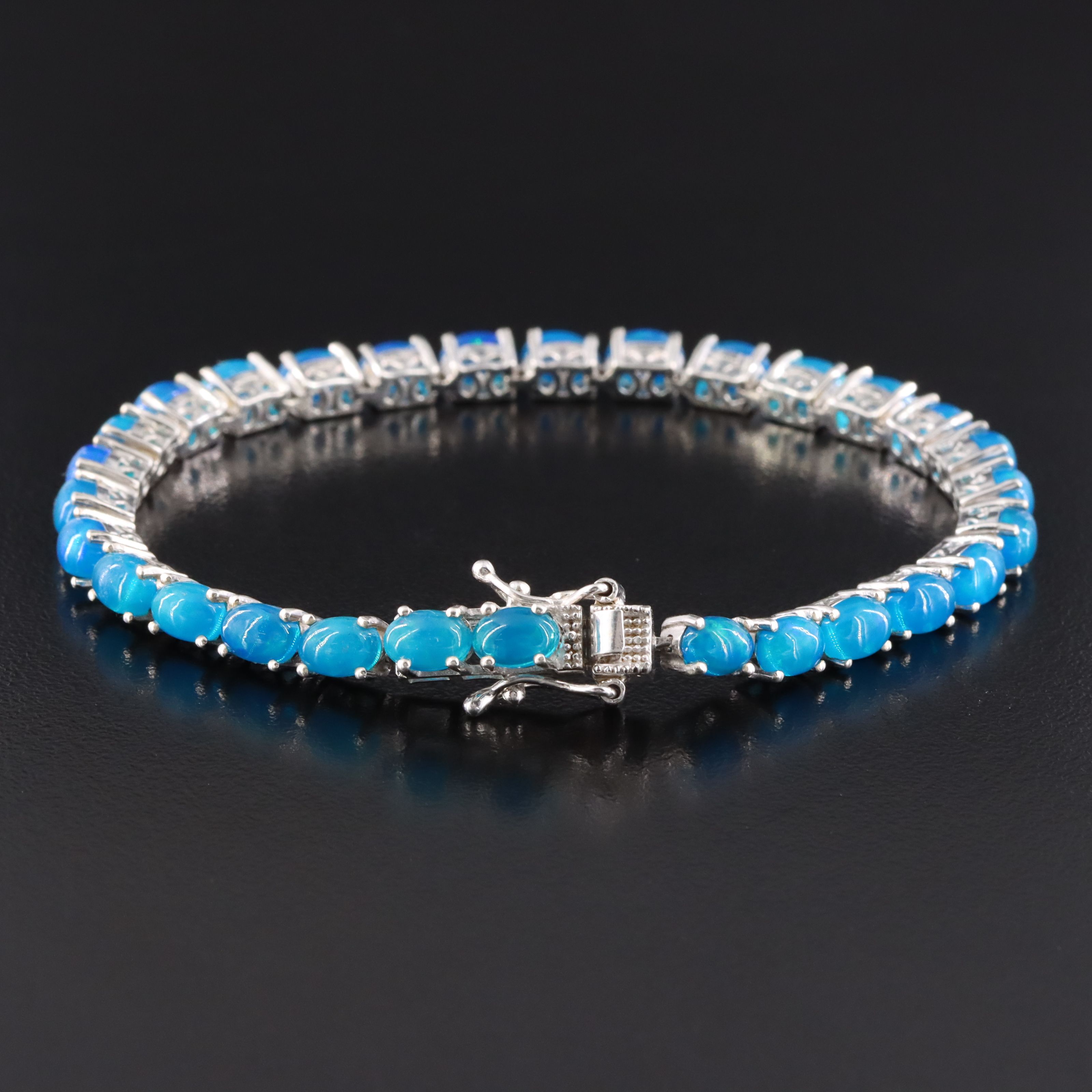 Sterling Opal Line Bracelet