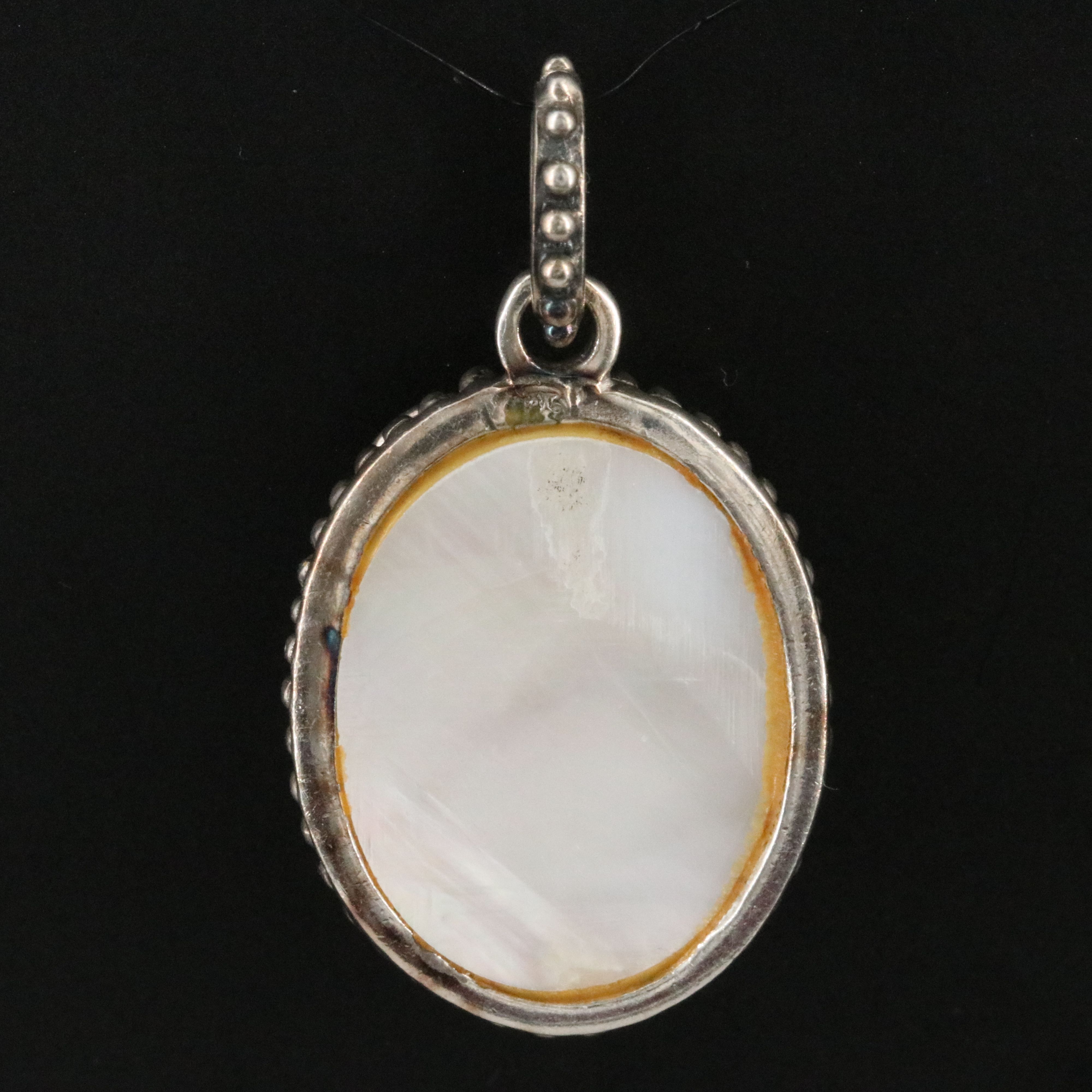 Sterling Mother of Pearl and Marcasite Pendant