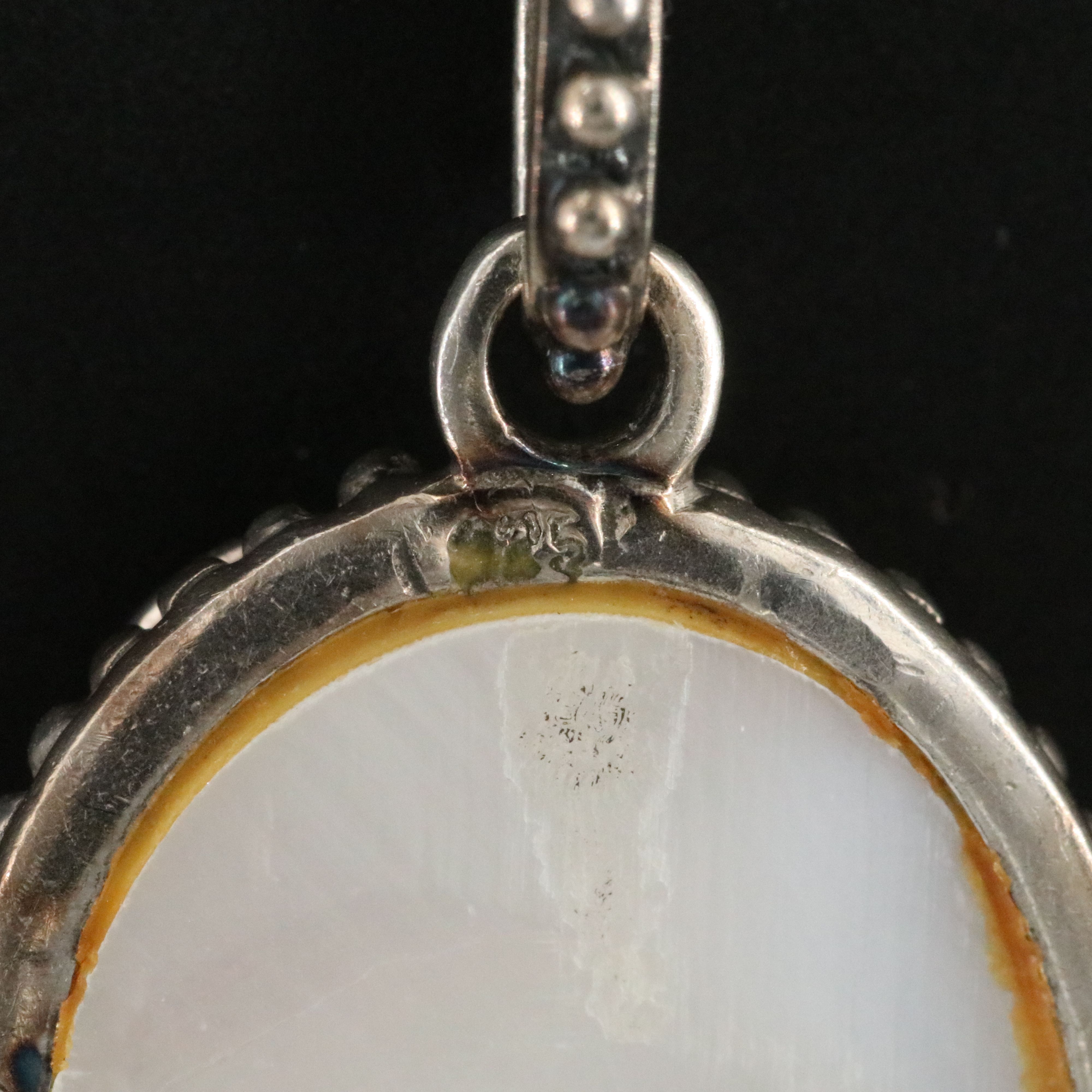 Sterling Mother of Pearl and Marcasite Pendant