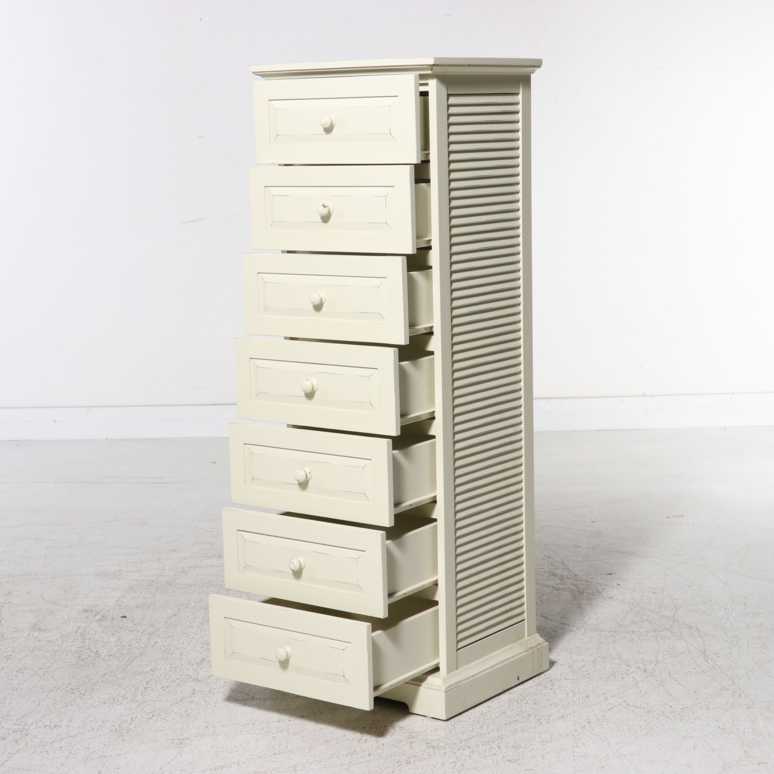 Pier 1 Imports "Cottage" White Seven-Drawer Lingerie Chest, 21st Century