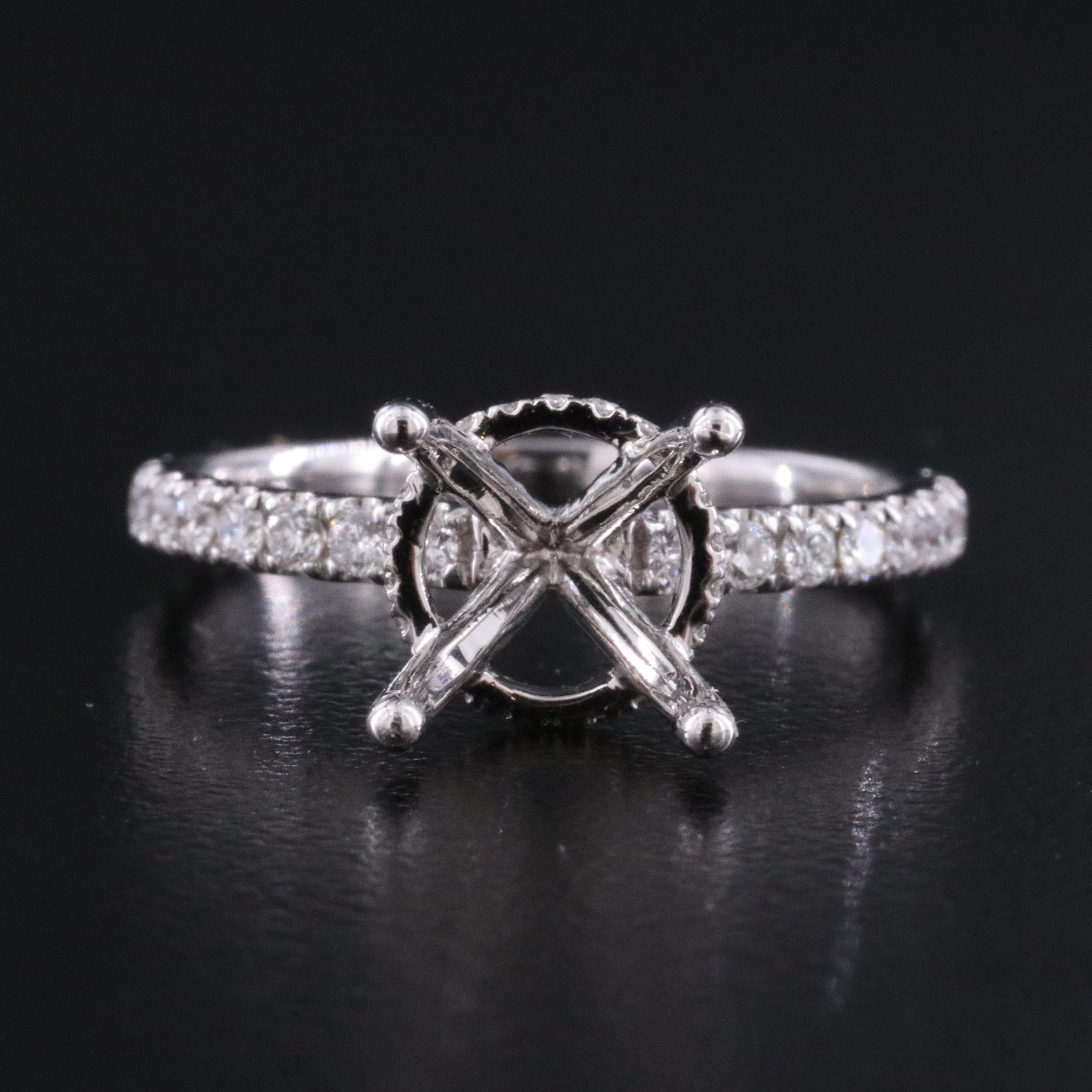 18K 0.49 CTW Diamond Semi Mount Ring