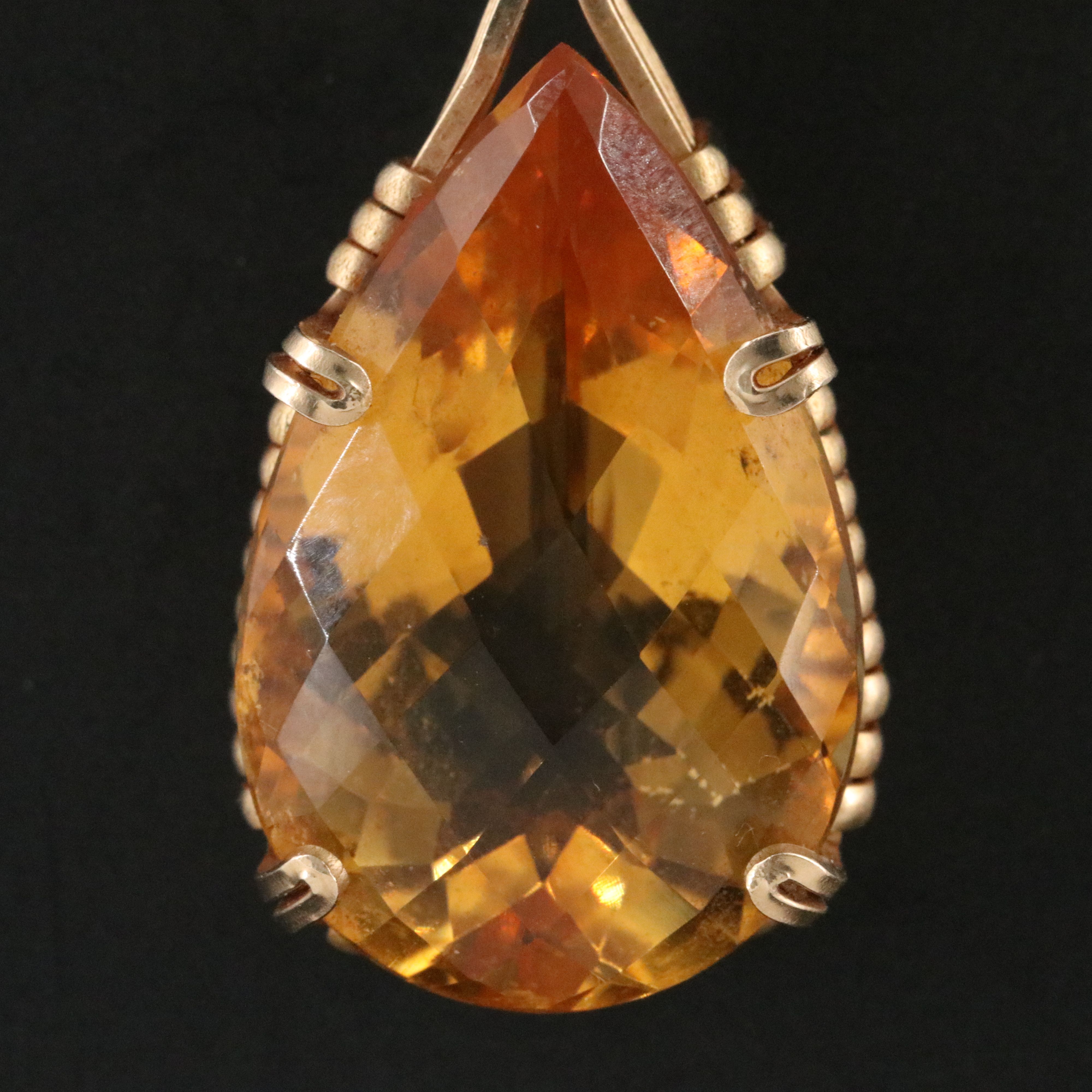 Citrine and Glass Wire Wrap Pendant