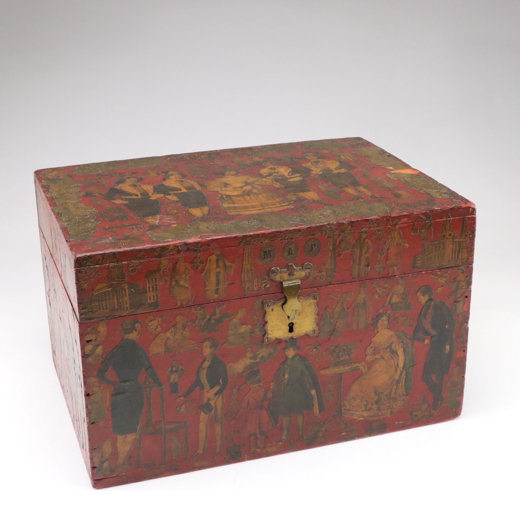 Antiqued Chest with Illustrated Accents