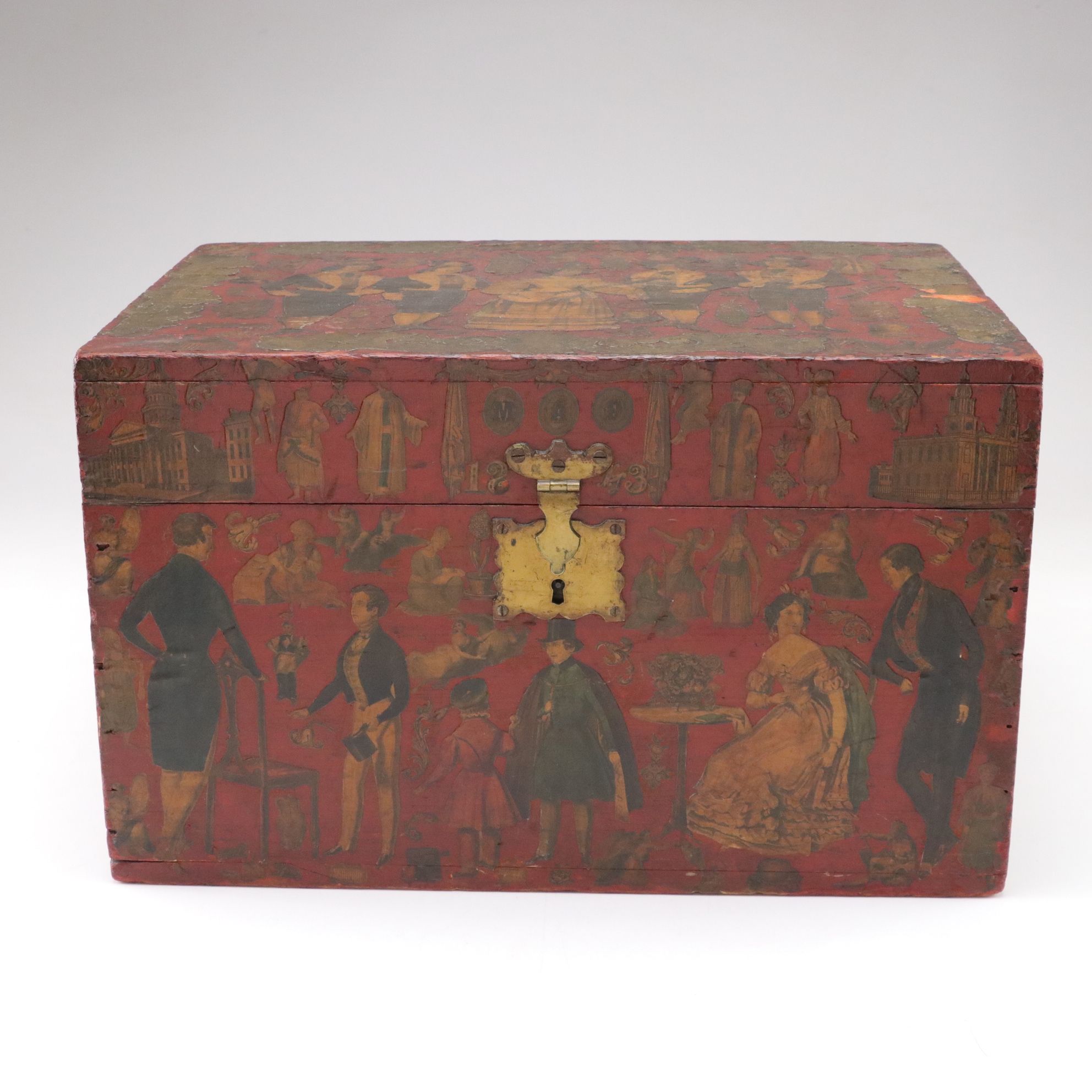 Antiqued Chest with Illustrated Accents