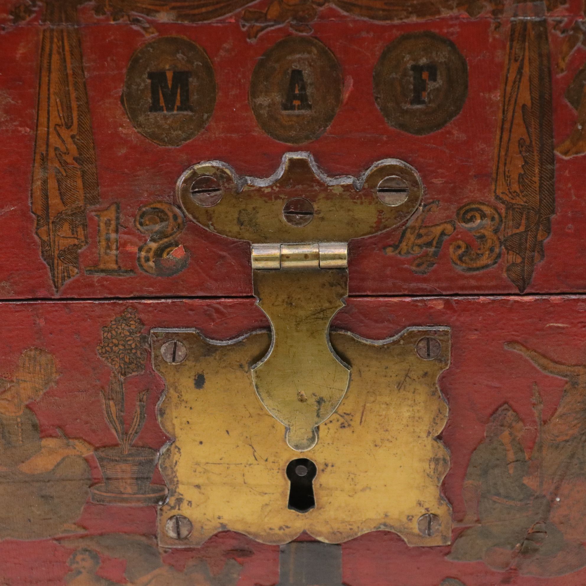 Antiqued Chest with Illustrated Accents