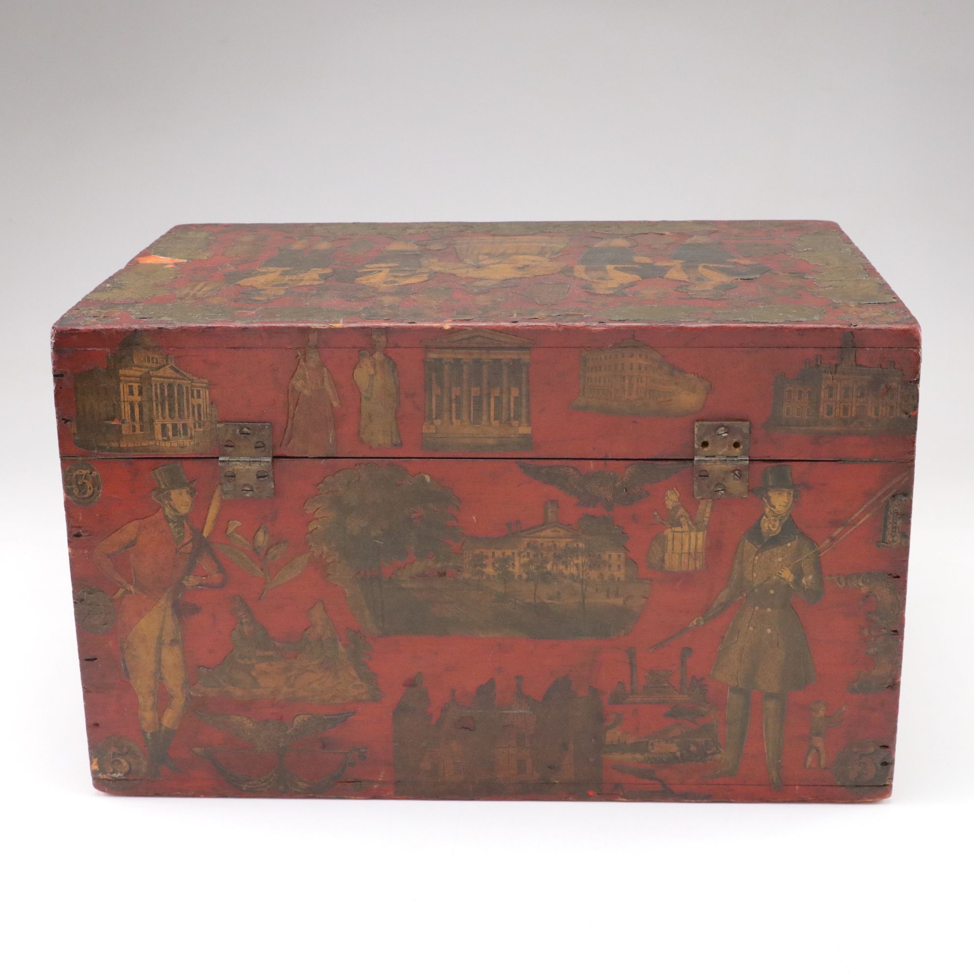 Antiqued Chest with Illustrated Accents