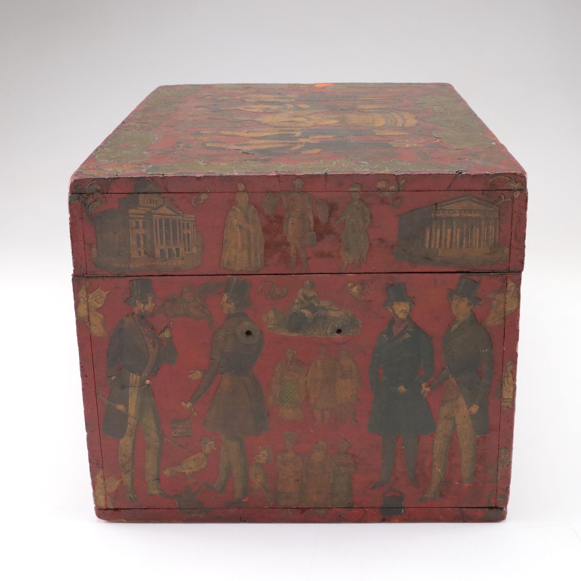 Antiqued Chest with Illustrated Accents