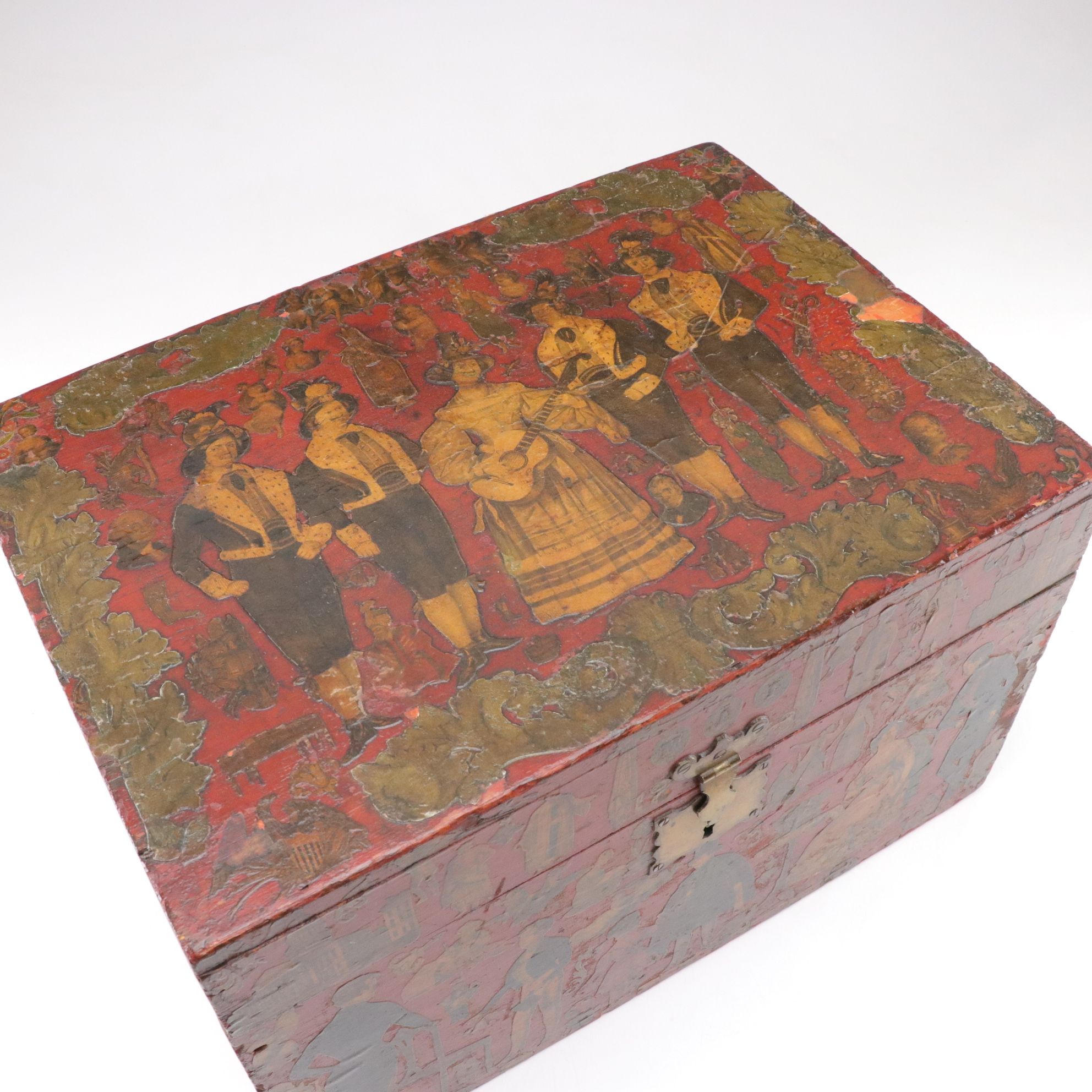 Antiqued Chest with Illustrated Accents