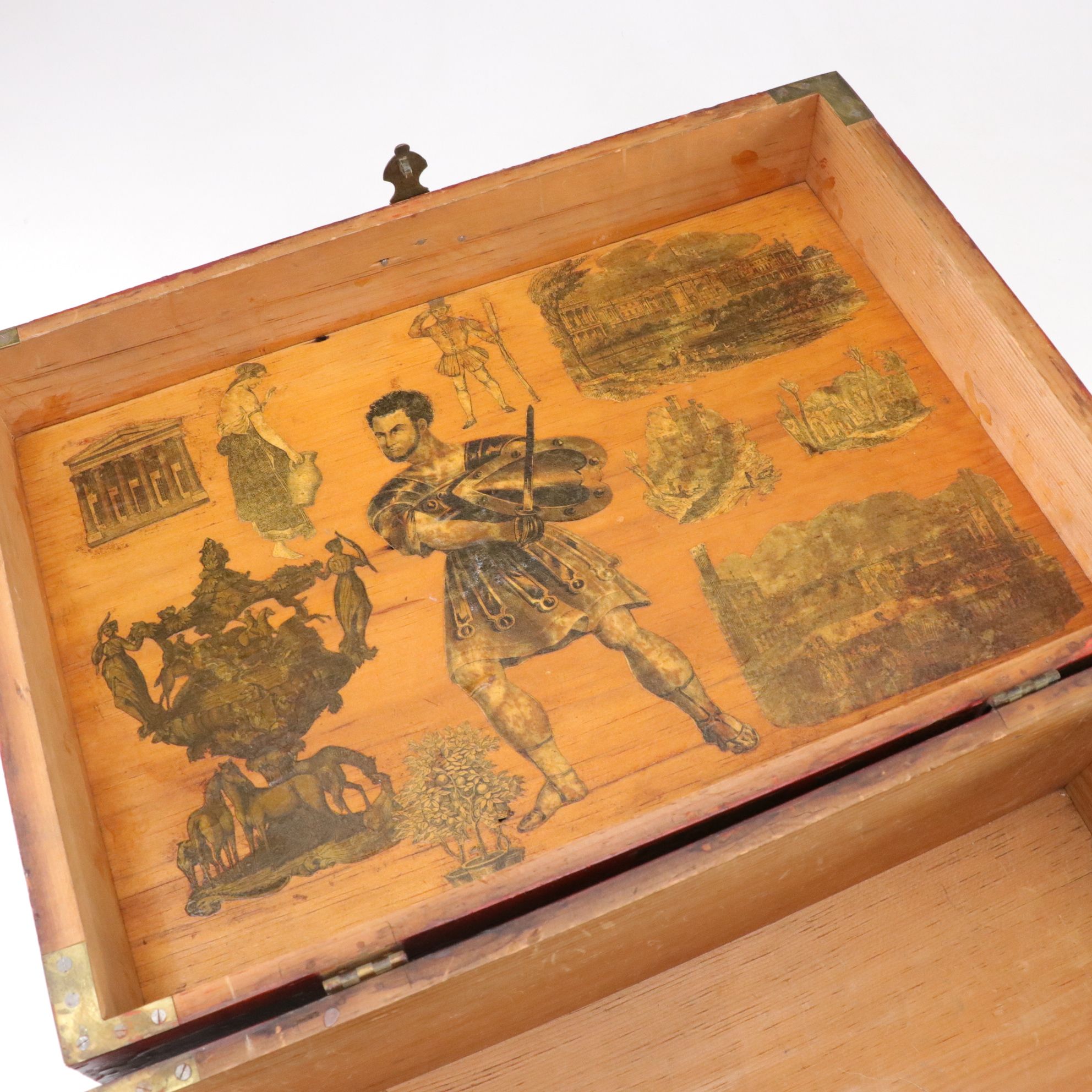 Antiqued Chest with Illustrated Accents