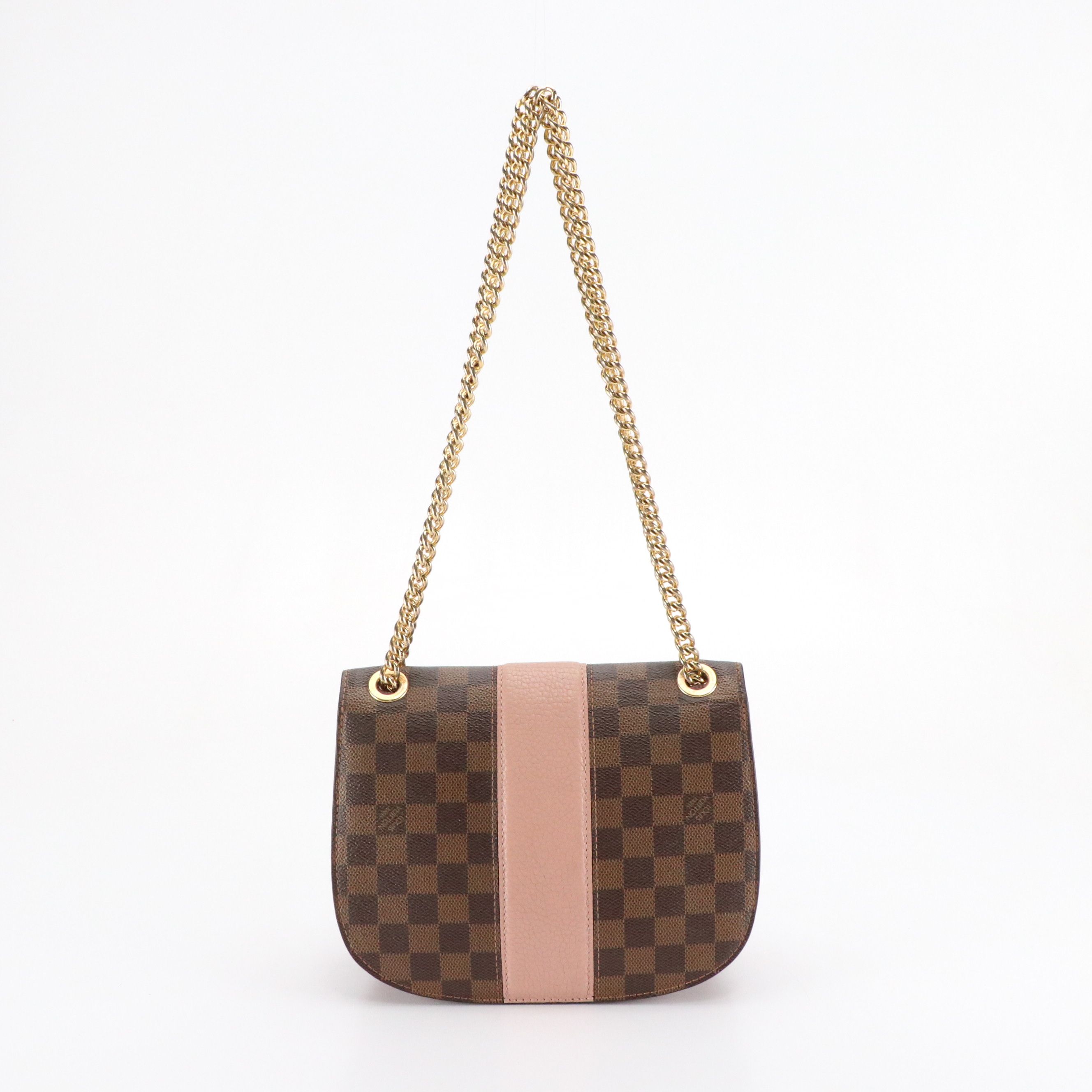 Louis Vuitton Wight Chain Shoulder Bag in Damier Ebene Canvas & Pink Leather