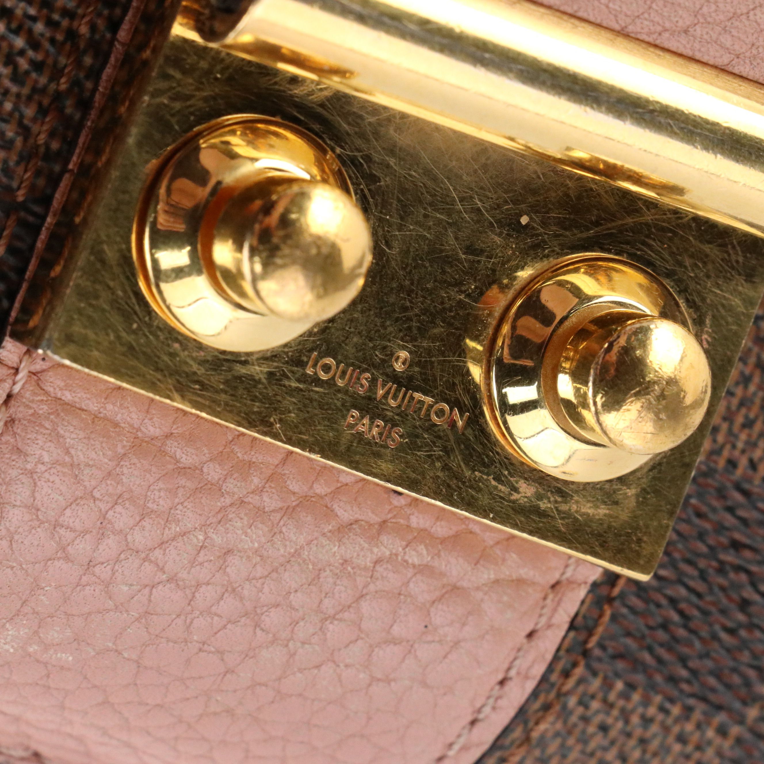 Louis Vuitton Wight Chain Shoulder Bag in Damier Ebene Canvas & Pink Leather