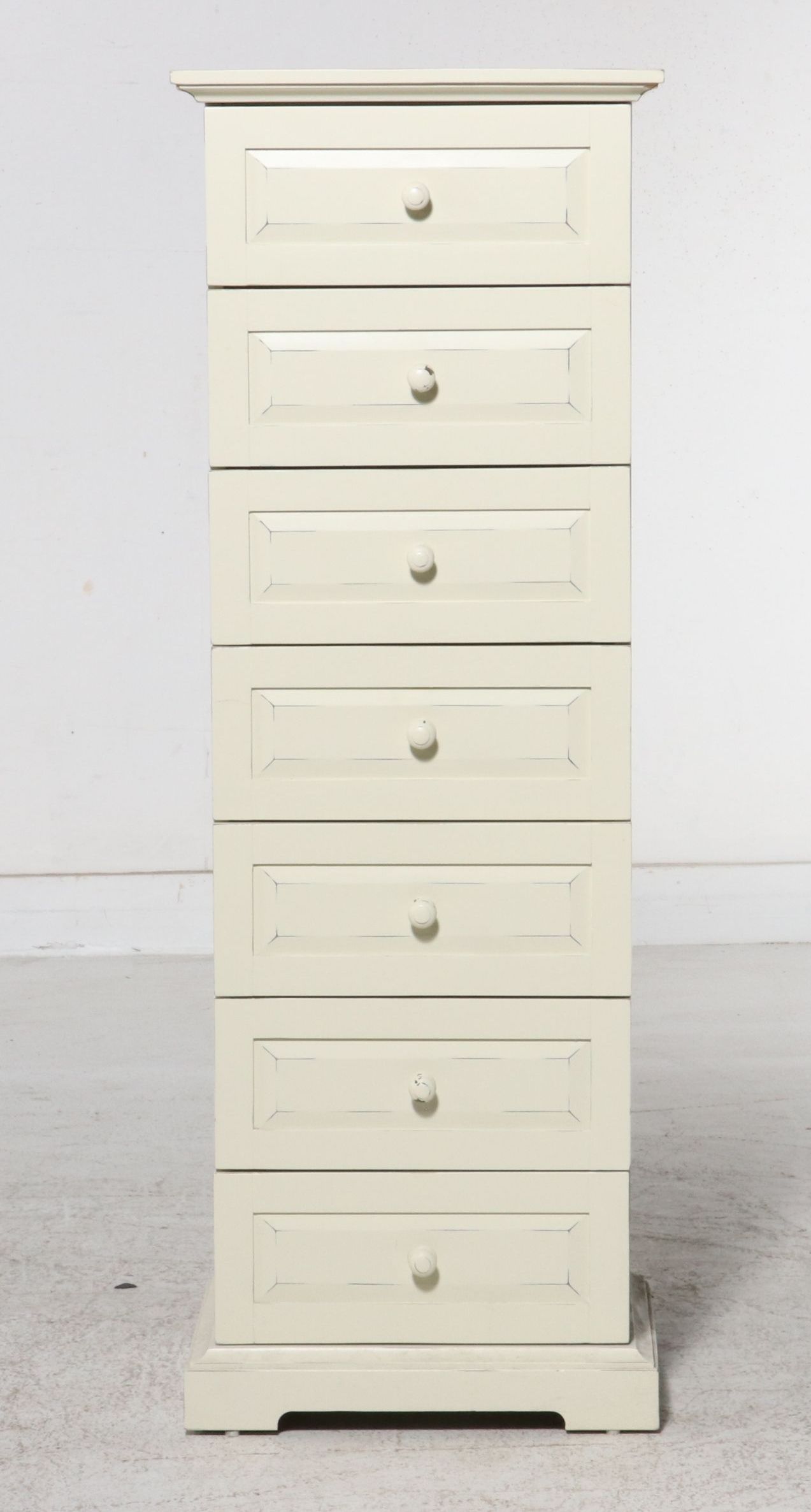 Pier 1 Imports "Cottage" White Seven-Drawer Lingerie Chest, 21st Century