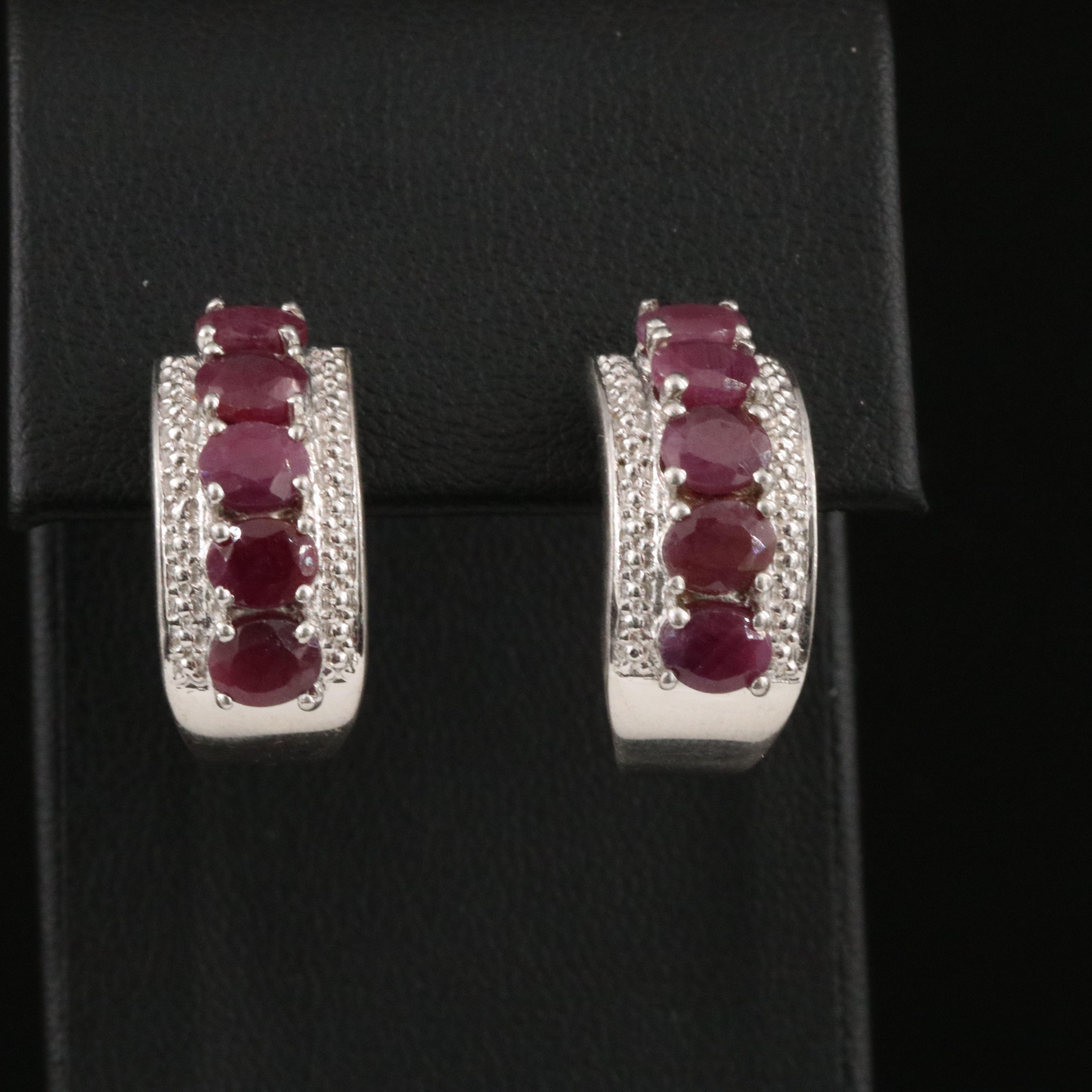 Sterling Ruby Hoop Earrings