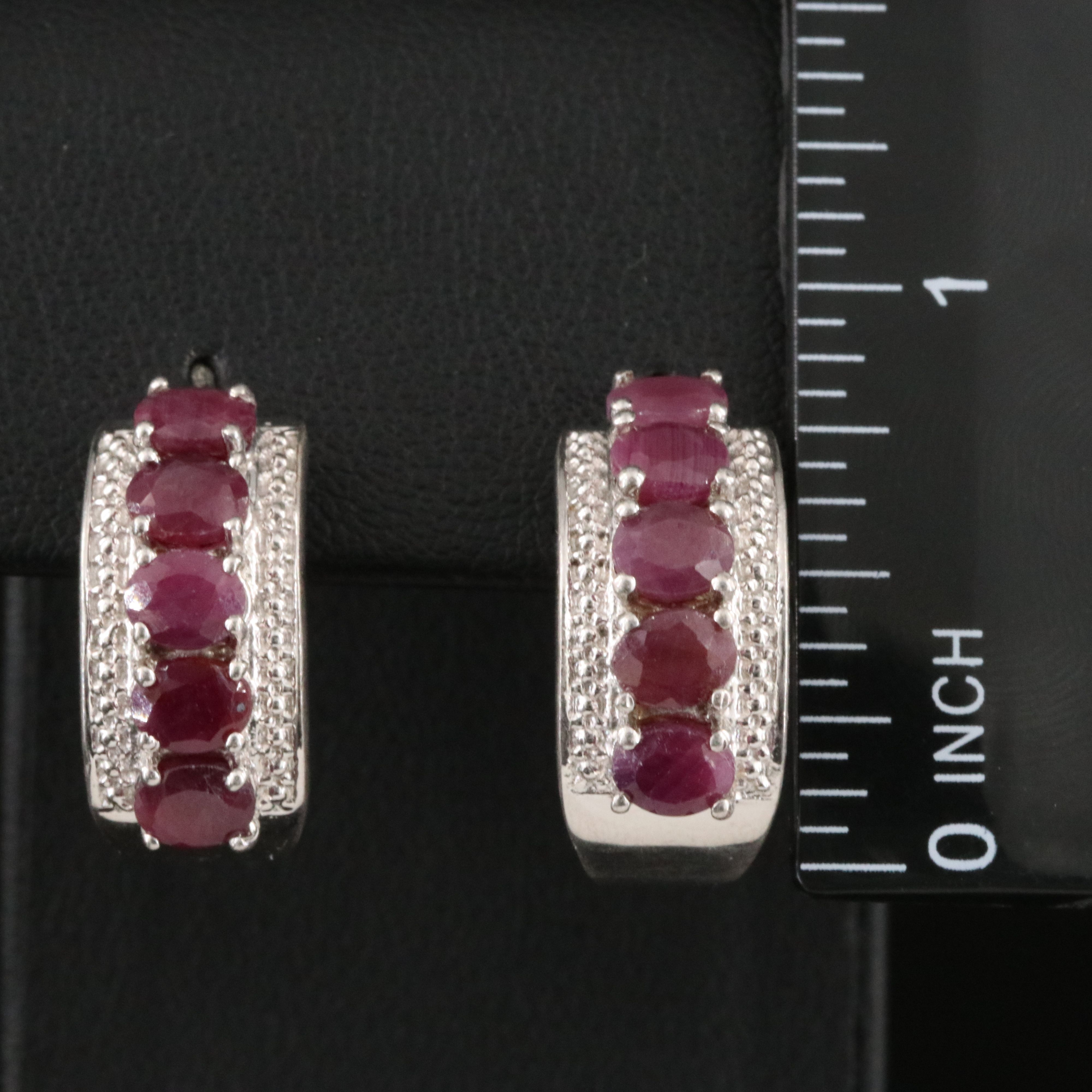 Sterling Ruby Hoop Earrings