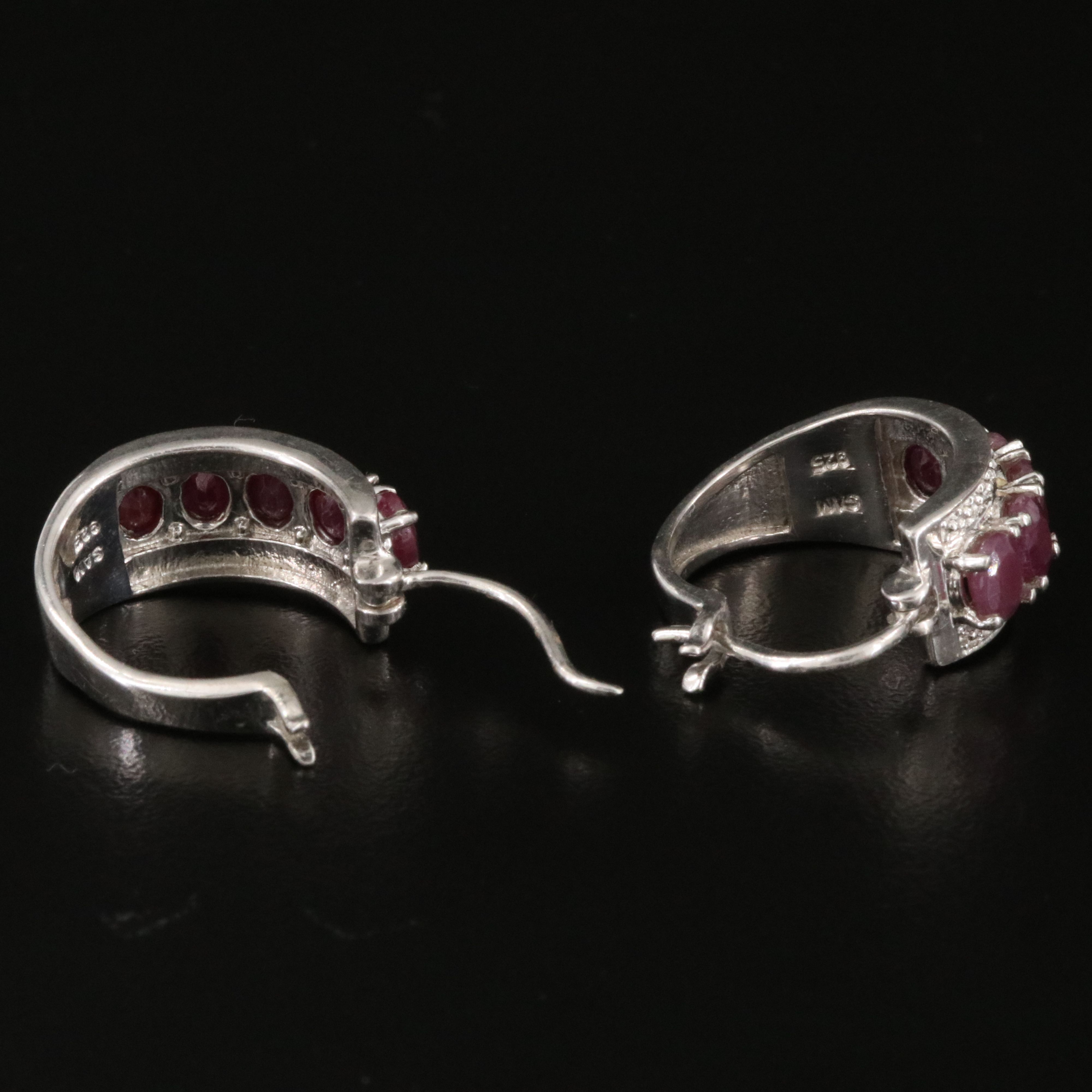 Sterling Ruby Hoop Earrings