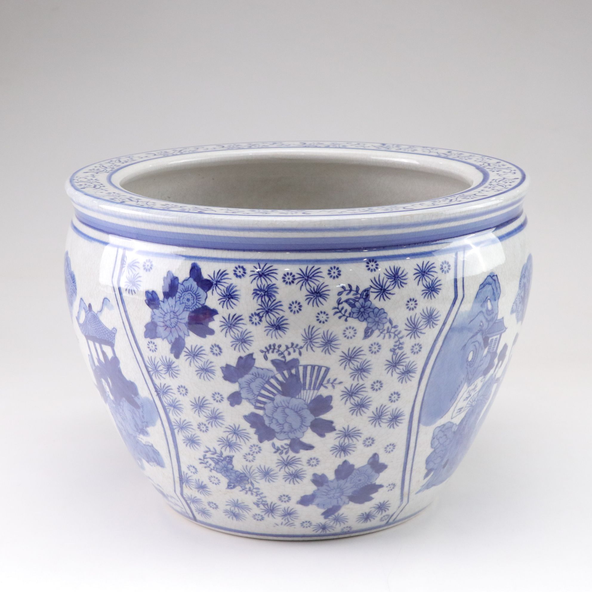 Chinese Blue and White Porcelain Fishbowl Planter