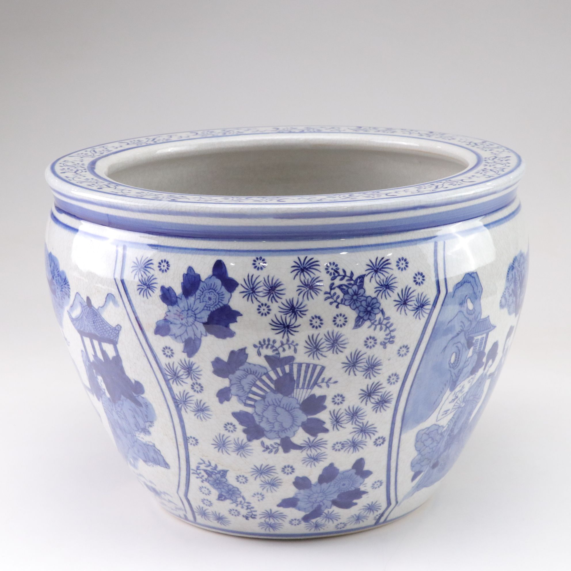 Chinese Blue and White Porcelain Fishbowl Planter