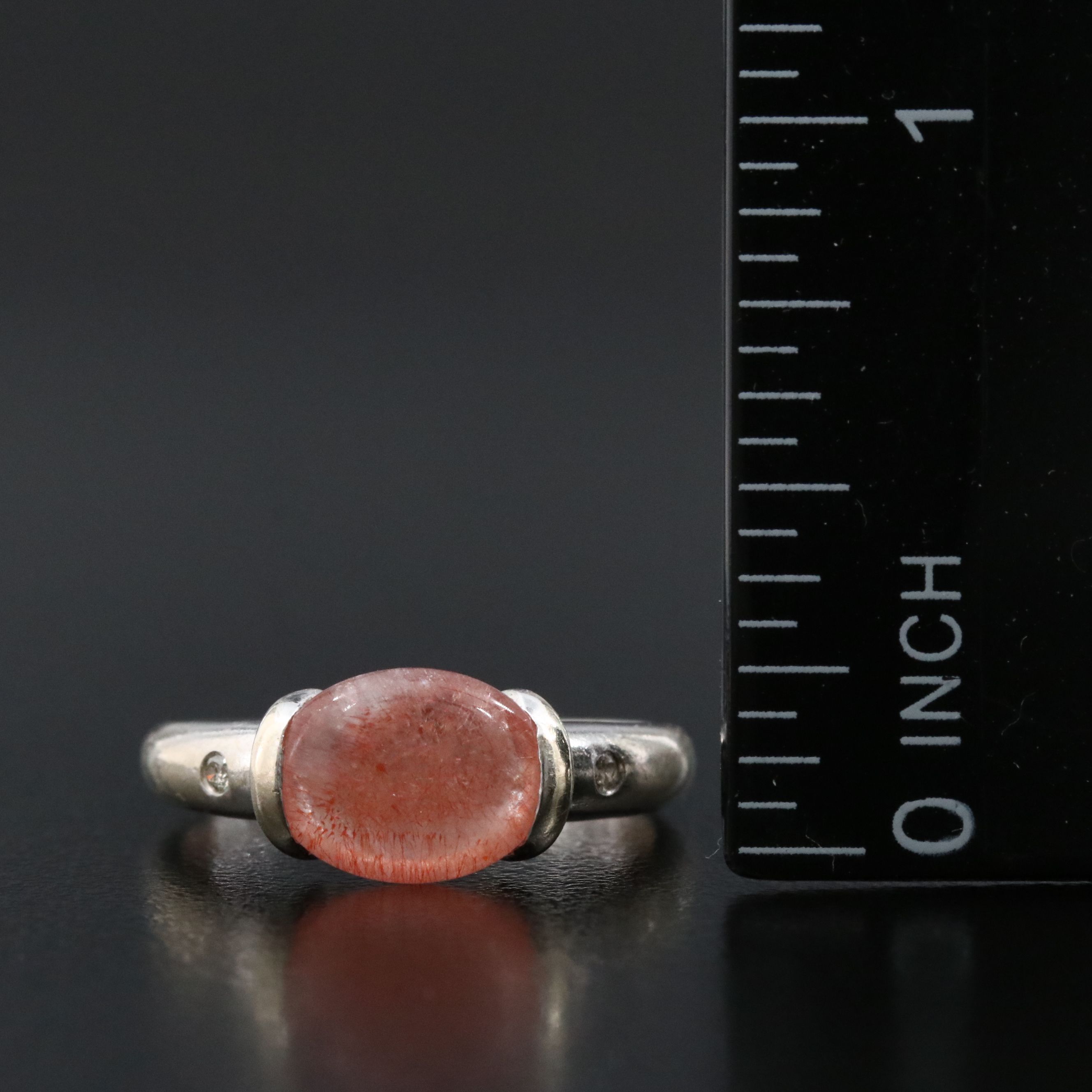 14K Sunstone and Diamond Ring