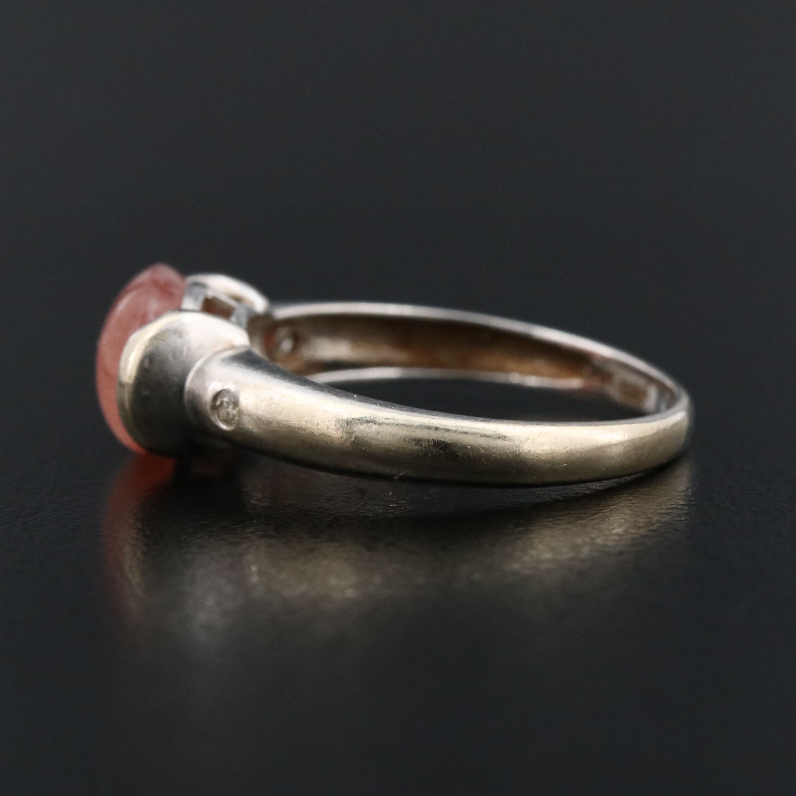 14K Sunstone and Diamond Ring