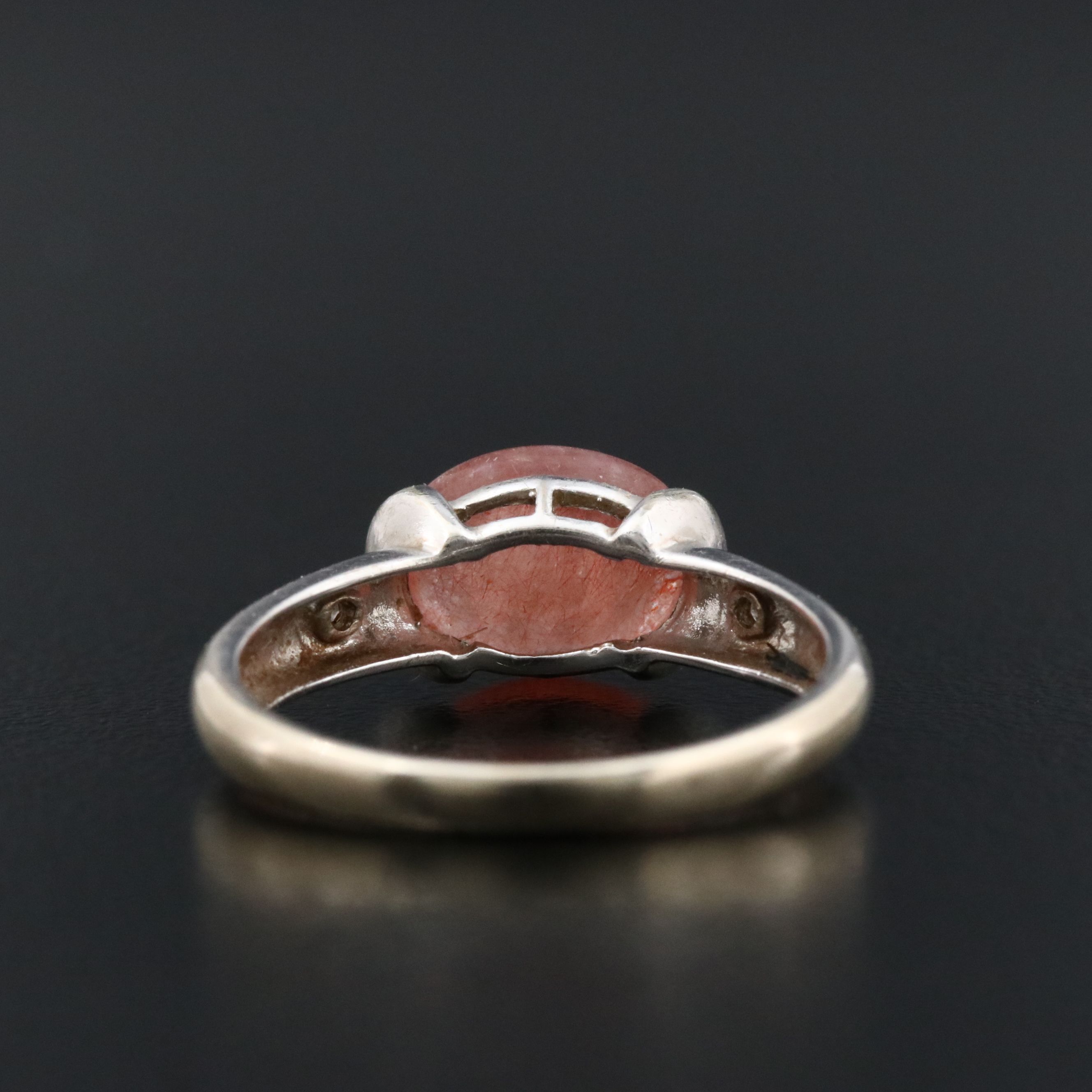 14K Sunstone and Diamond Ring