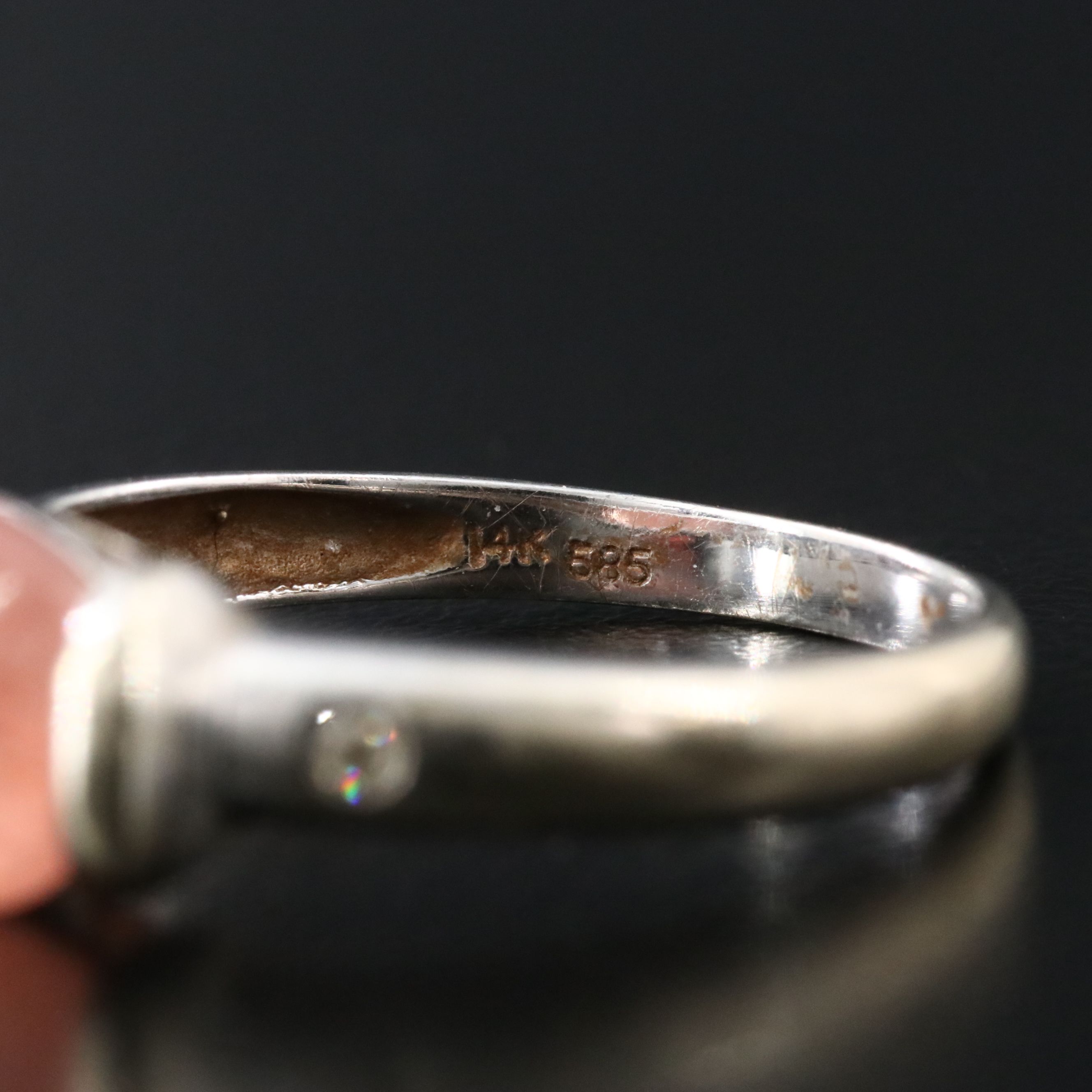 14K Sunstone and Diamond Ring